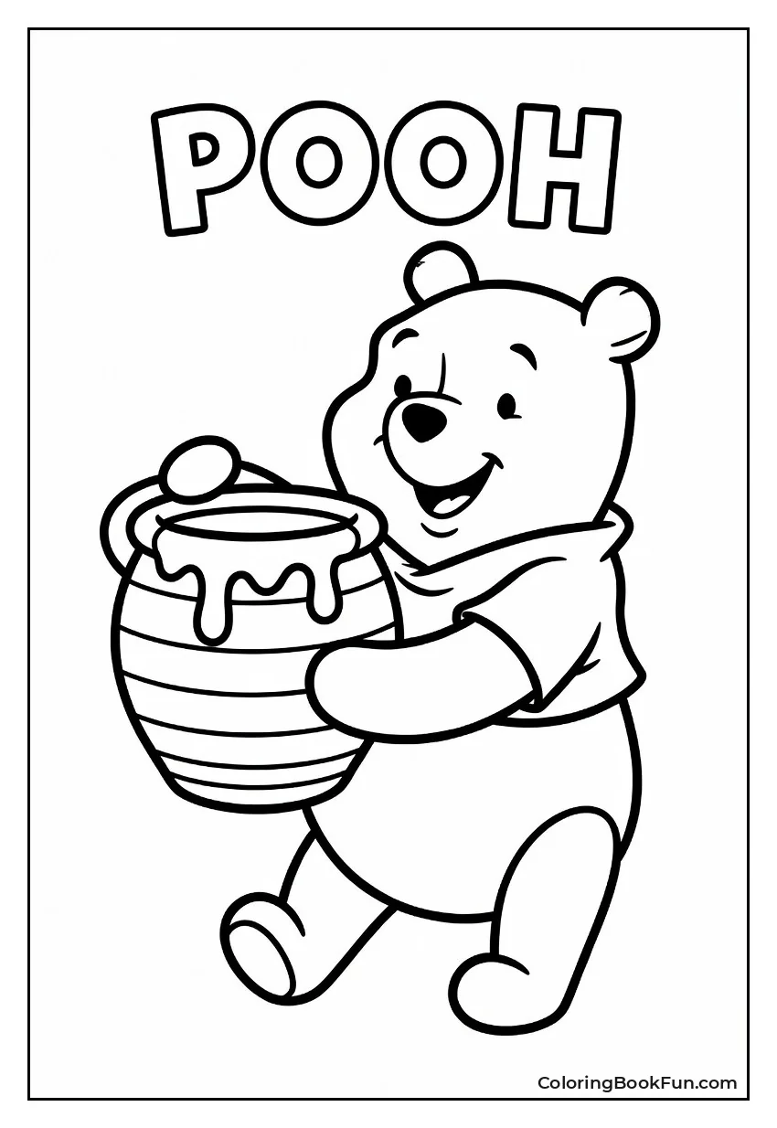 Pooh Holds Big Honey Pot