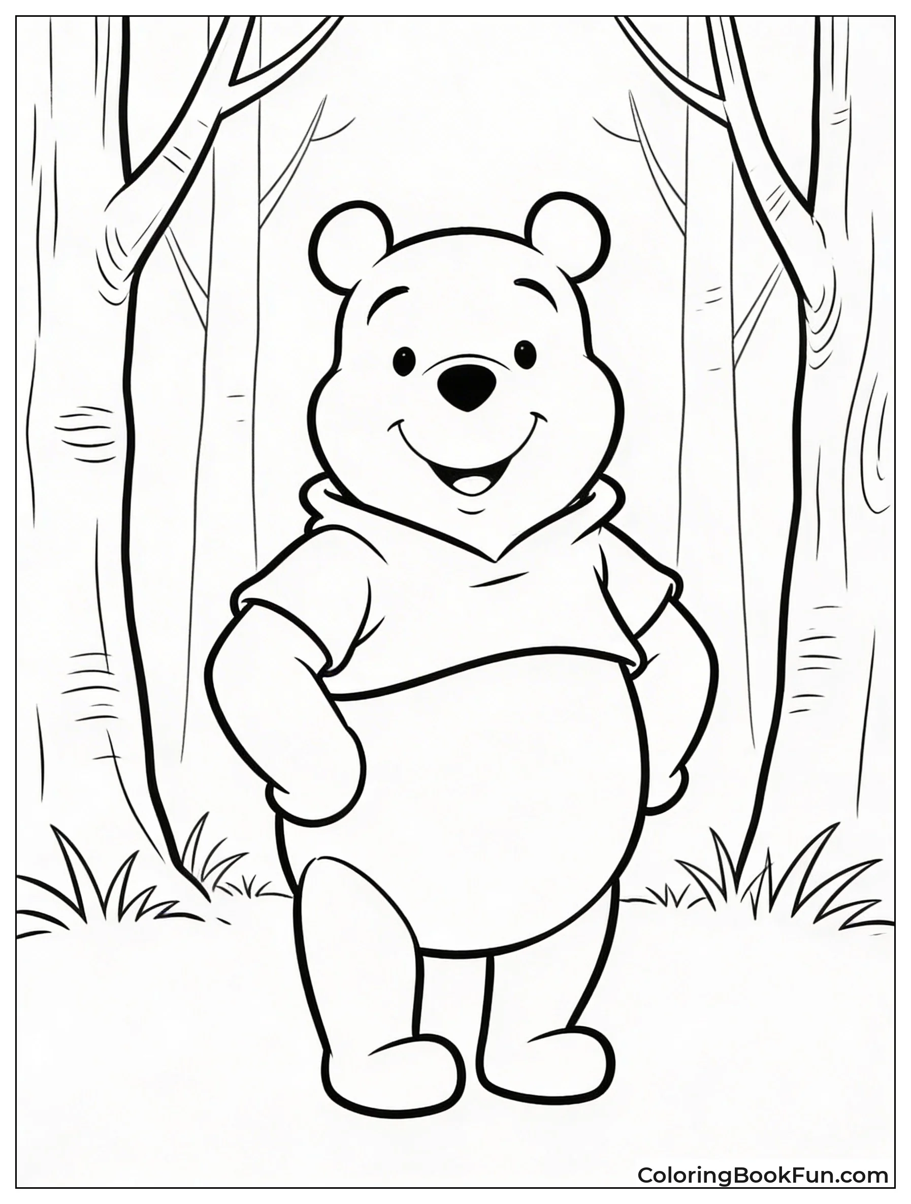 Pooh Stands in Woods