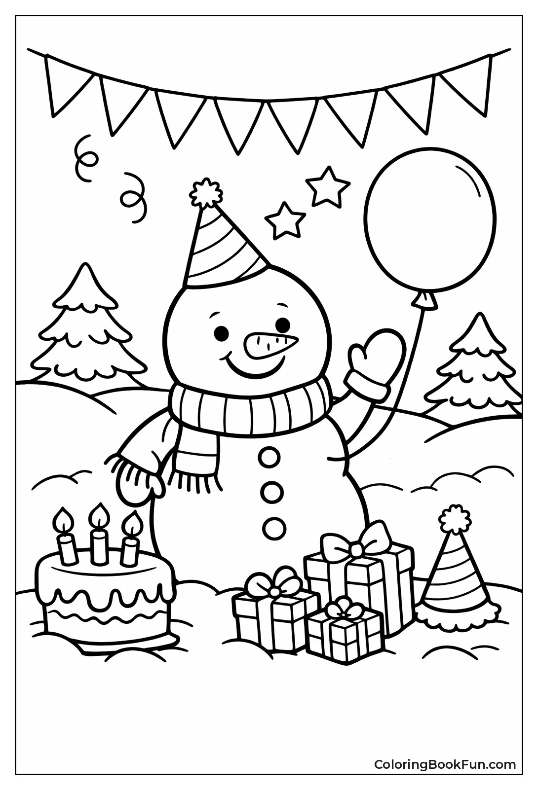 Snowman Wears Party Hat