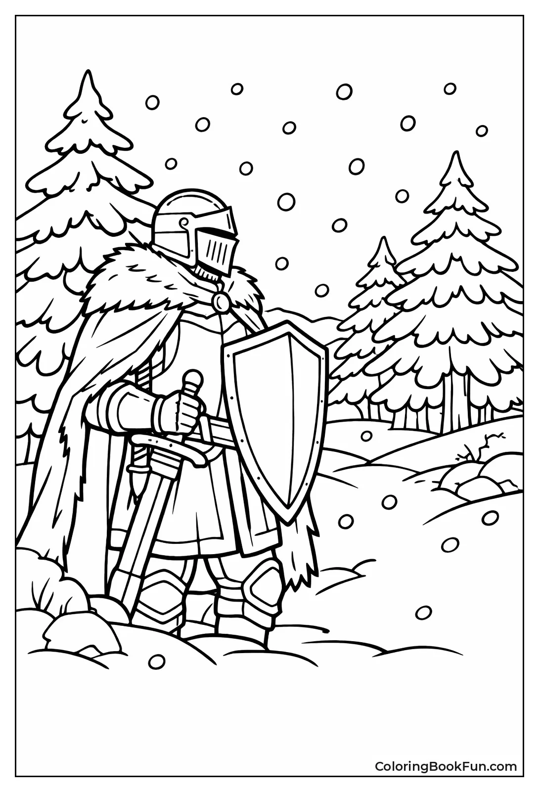 Cloaked Knight in Snow