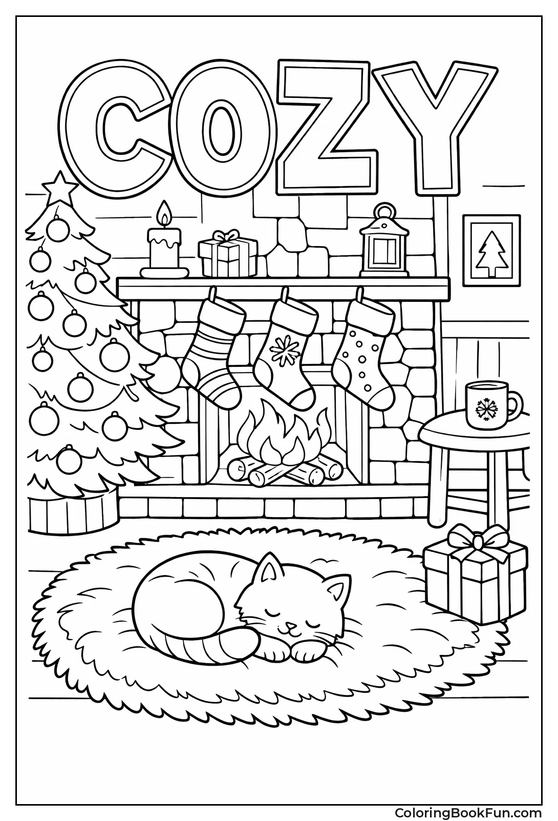 Cozy Fireplace and Cat