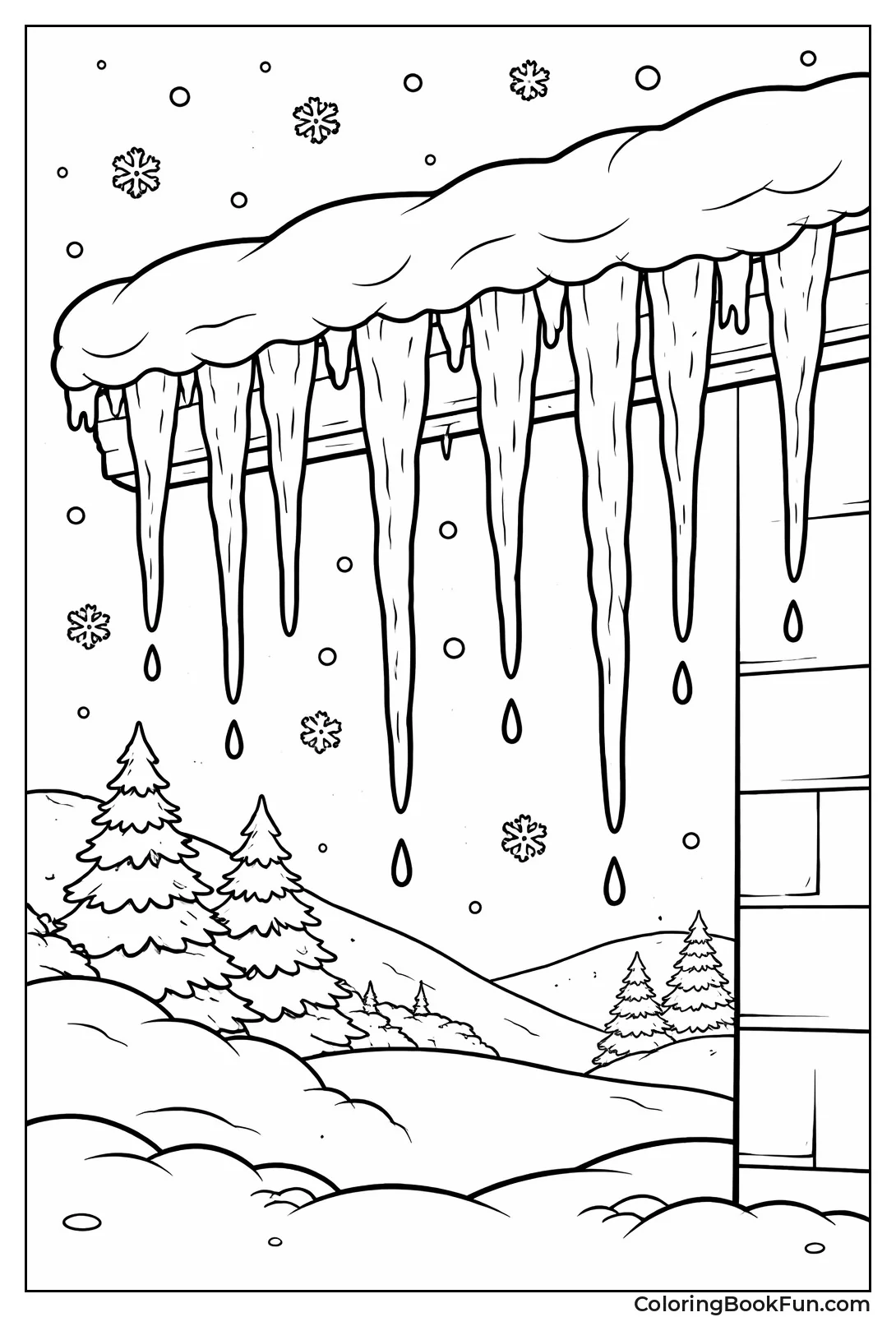 Icicles Dangling from Roof