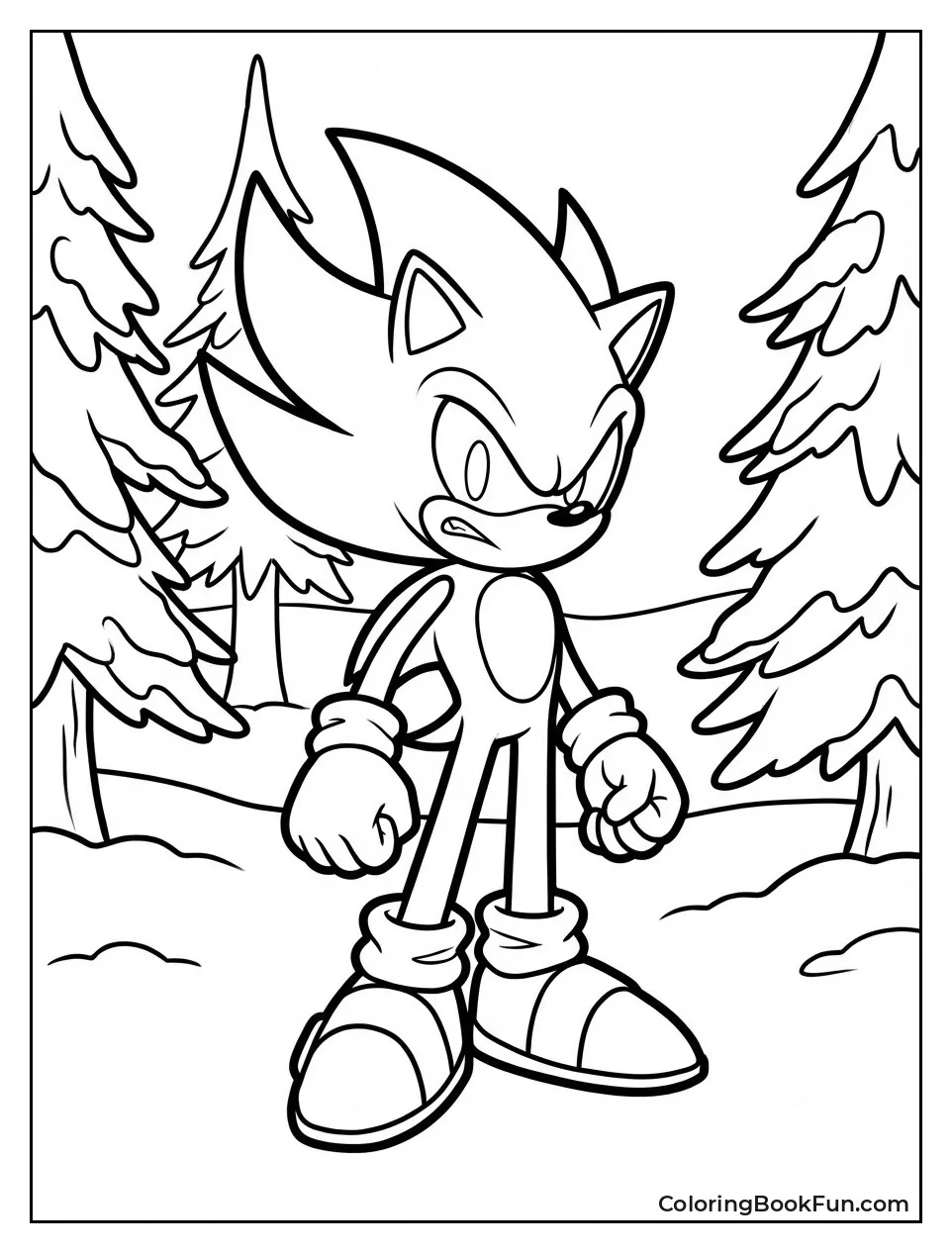 Dark Sonic Walks Snowy Forest