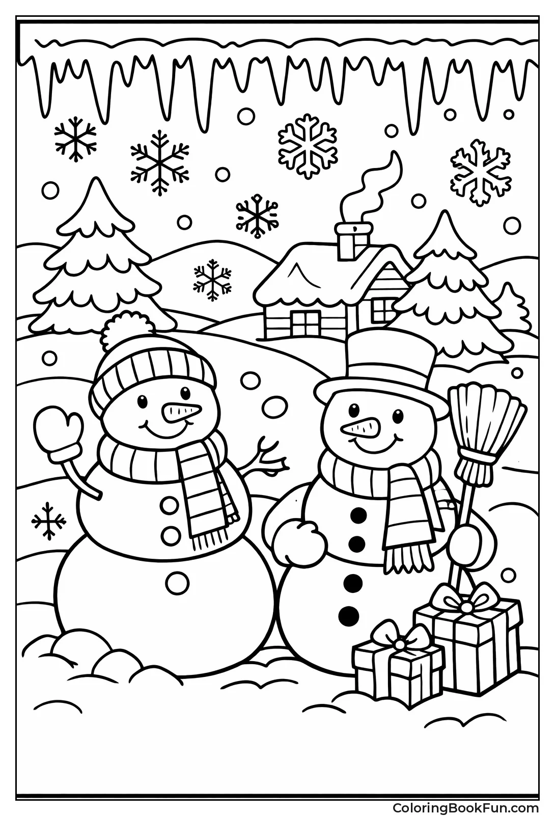 Snowmen Icicles Trees