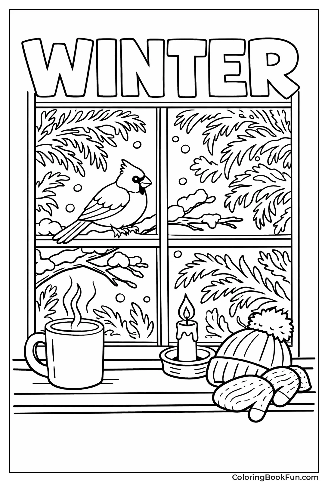Frosty Window with Bird