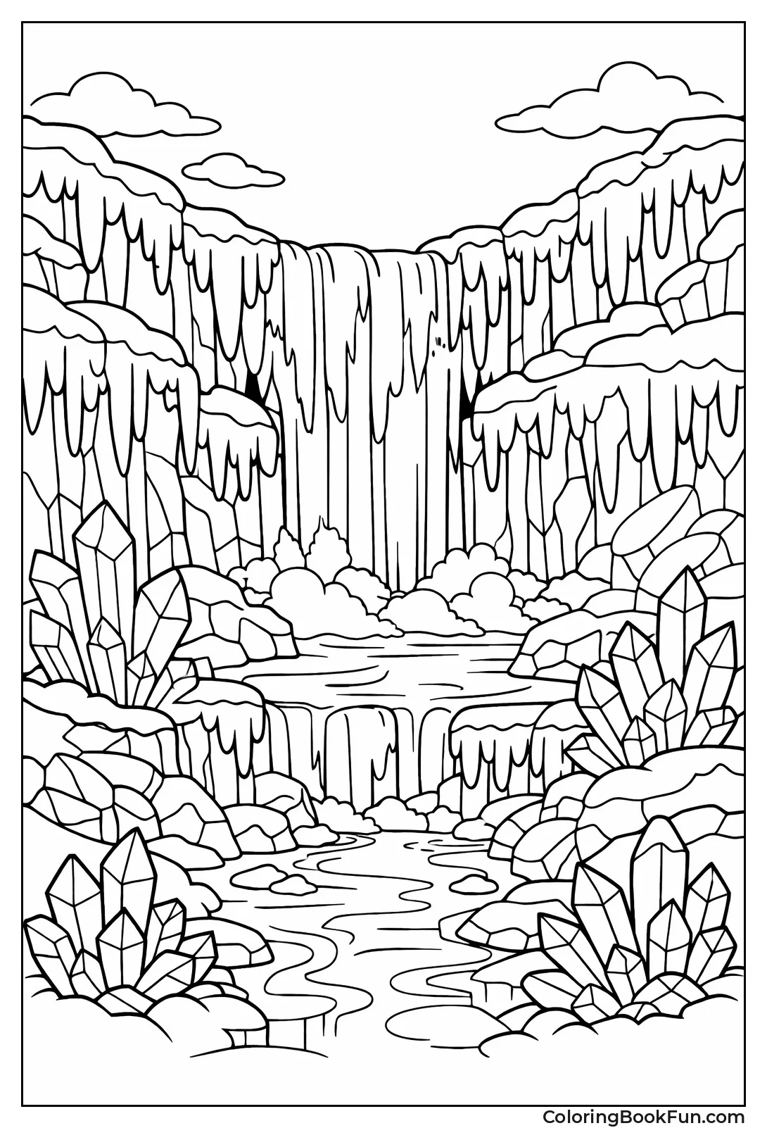 Frozen Waterfall Scene