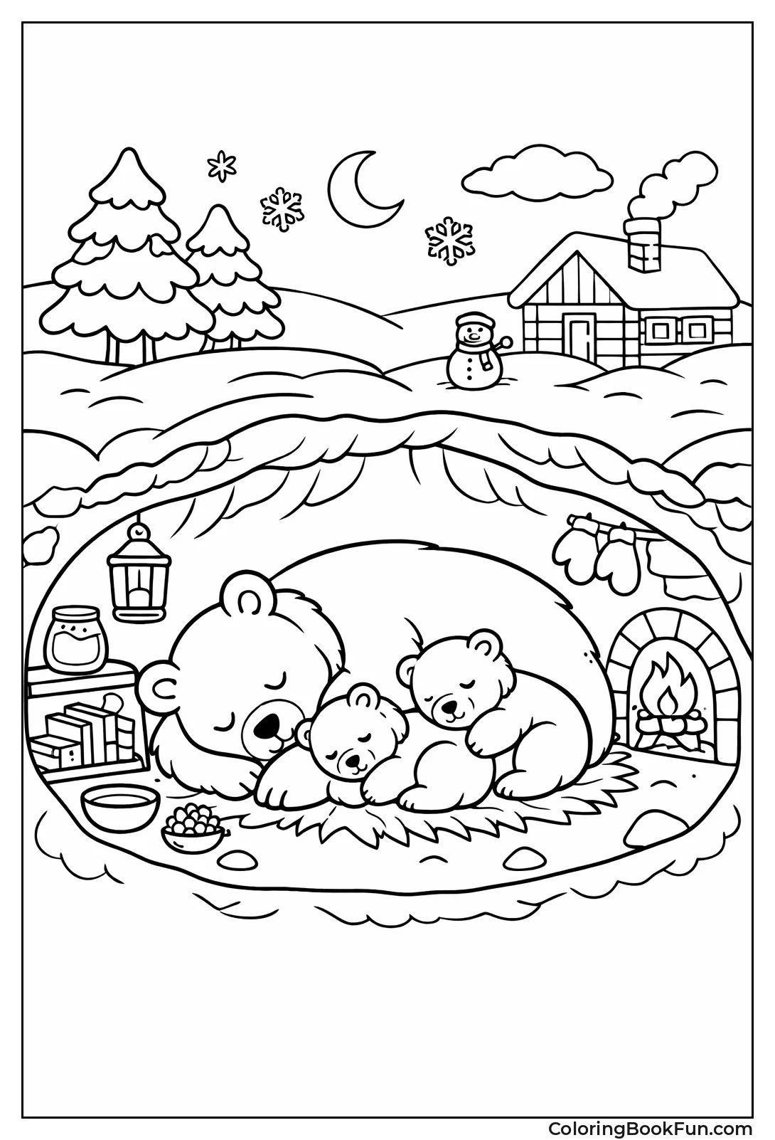 Bears Hibernating in Cave