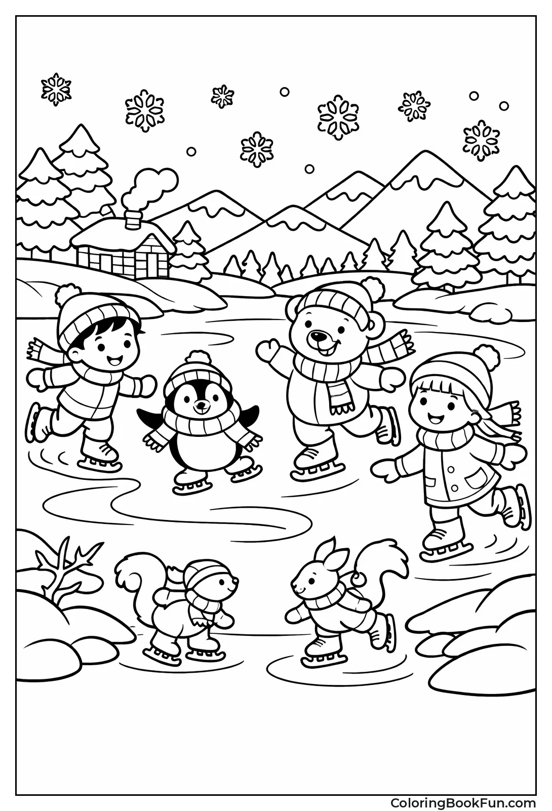 Kids Skating with Animals