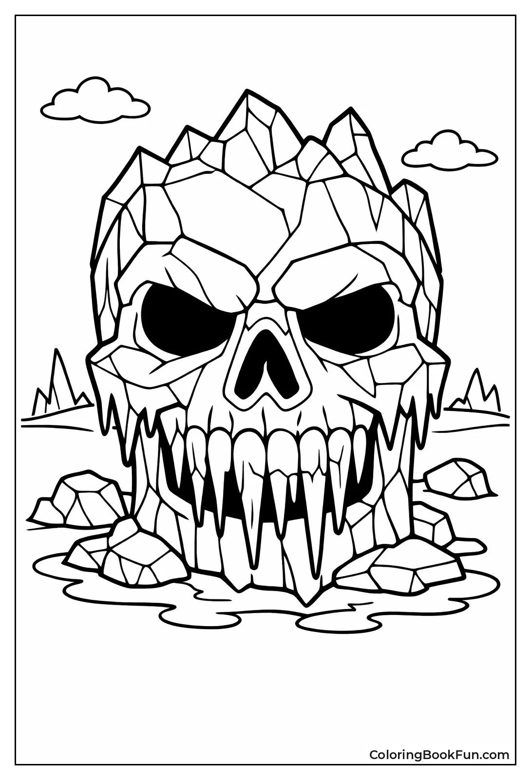 Ice Skull with Hanging Icicles