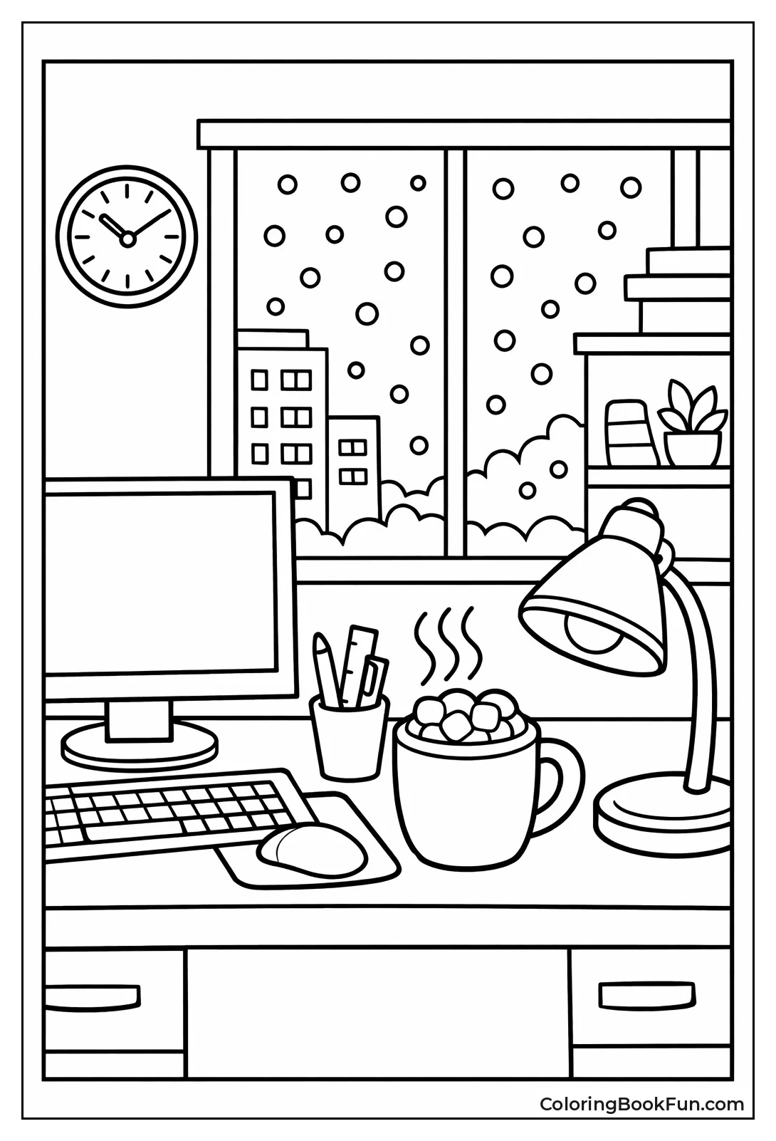 Snowy Winter Office Window