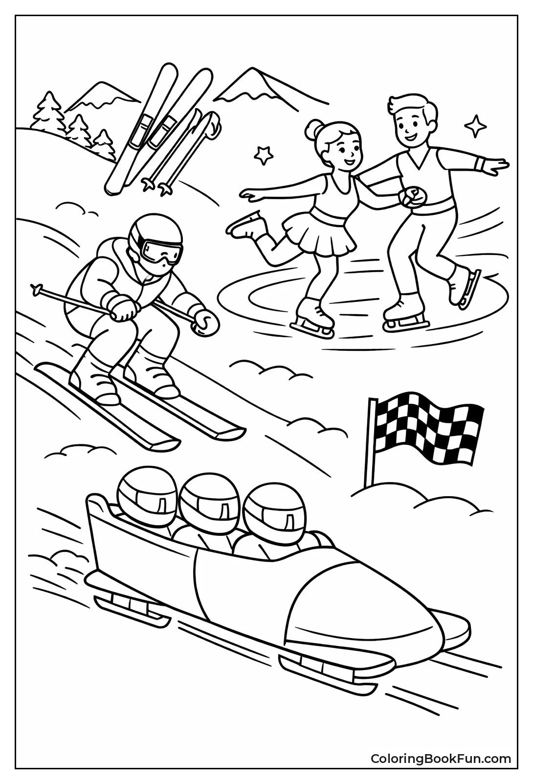 Skiers Race Winter Olympic Hills