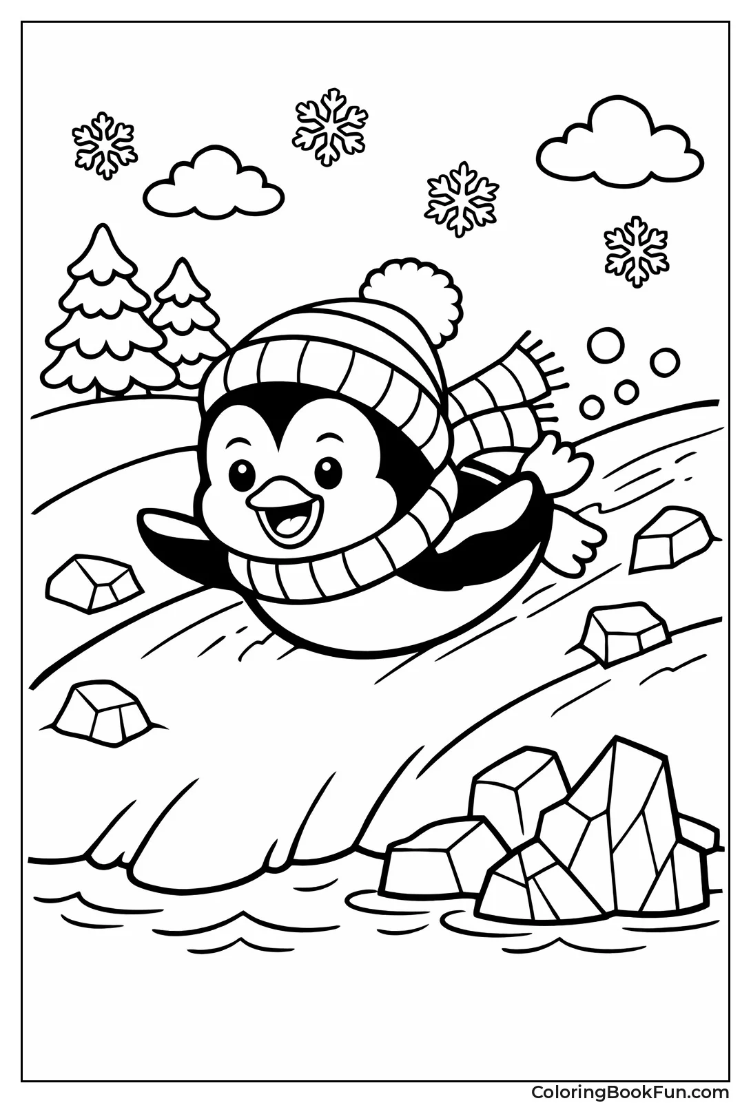 Penguin Sliding on Belly