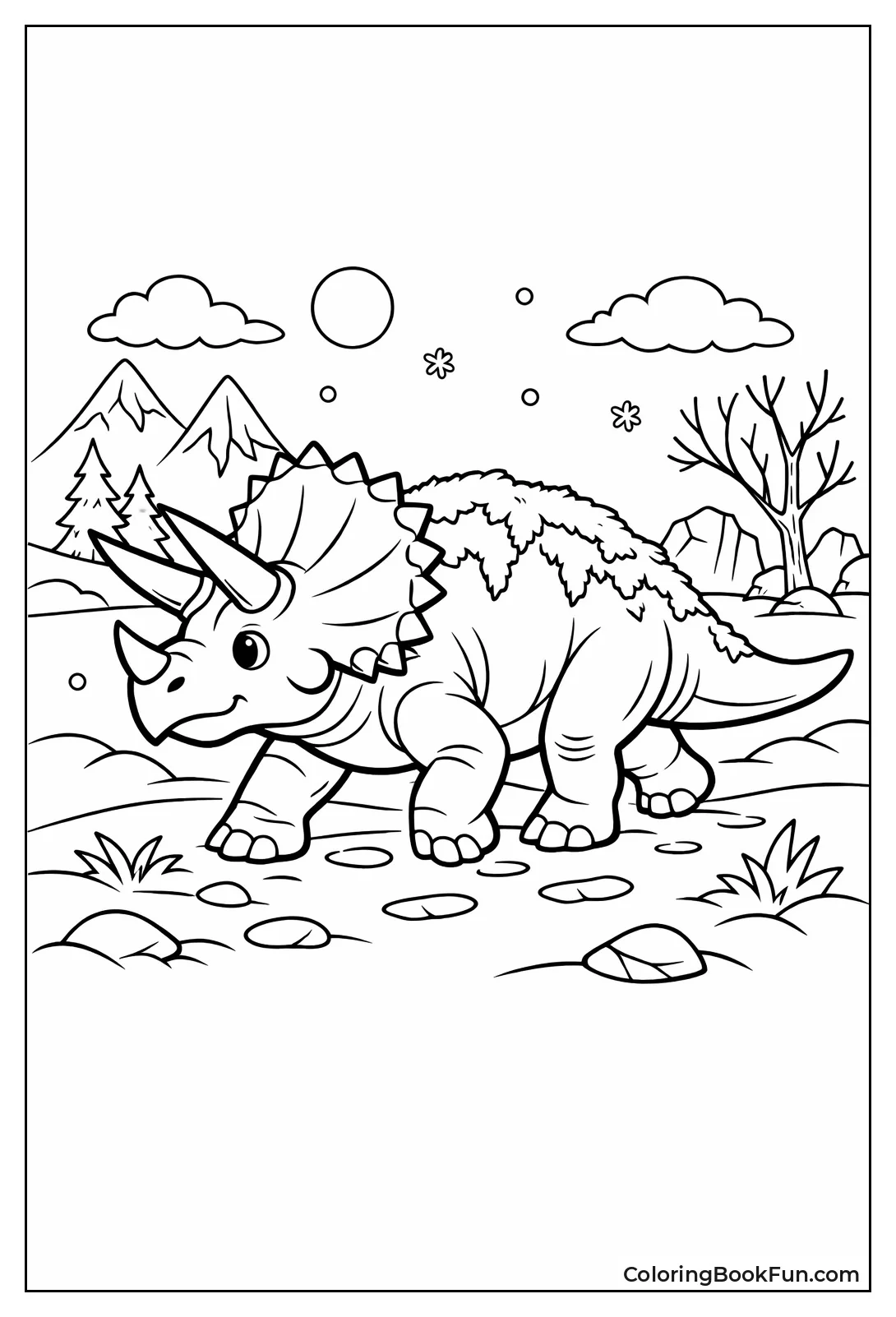 Frosty Triceratops in Snow