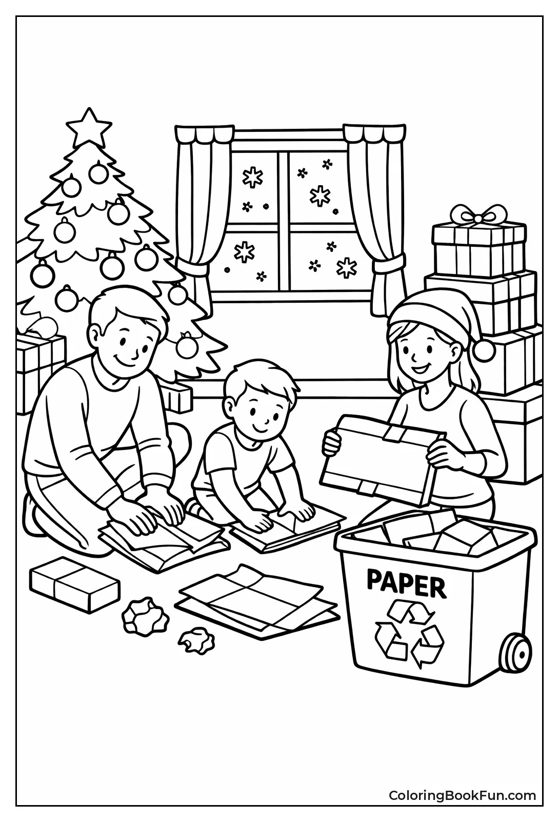 Family Flattens Boxes after Holidays