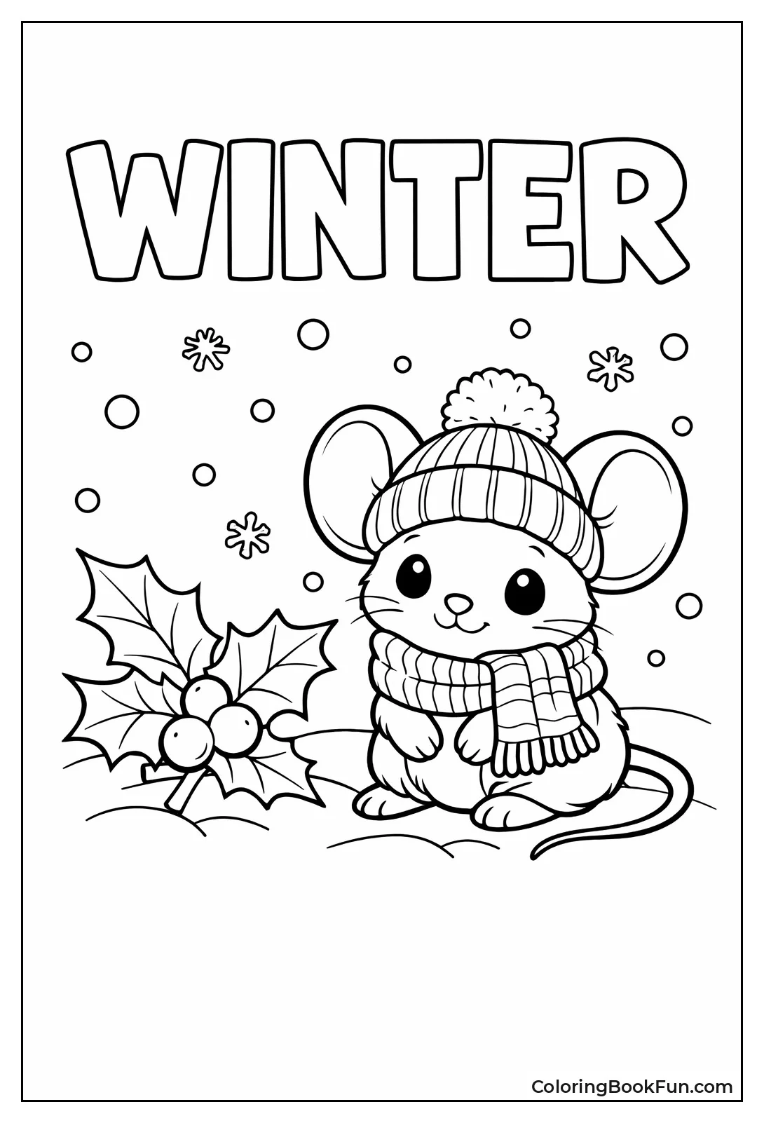 Mouse Wearing Scarf and Hat