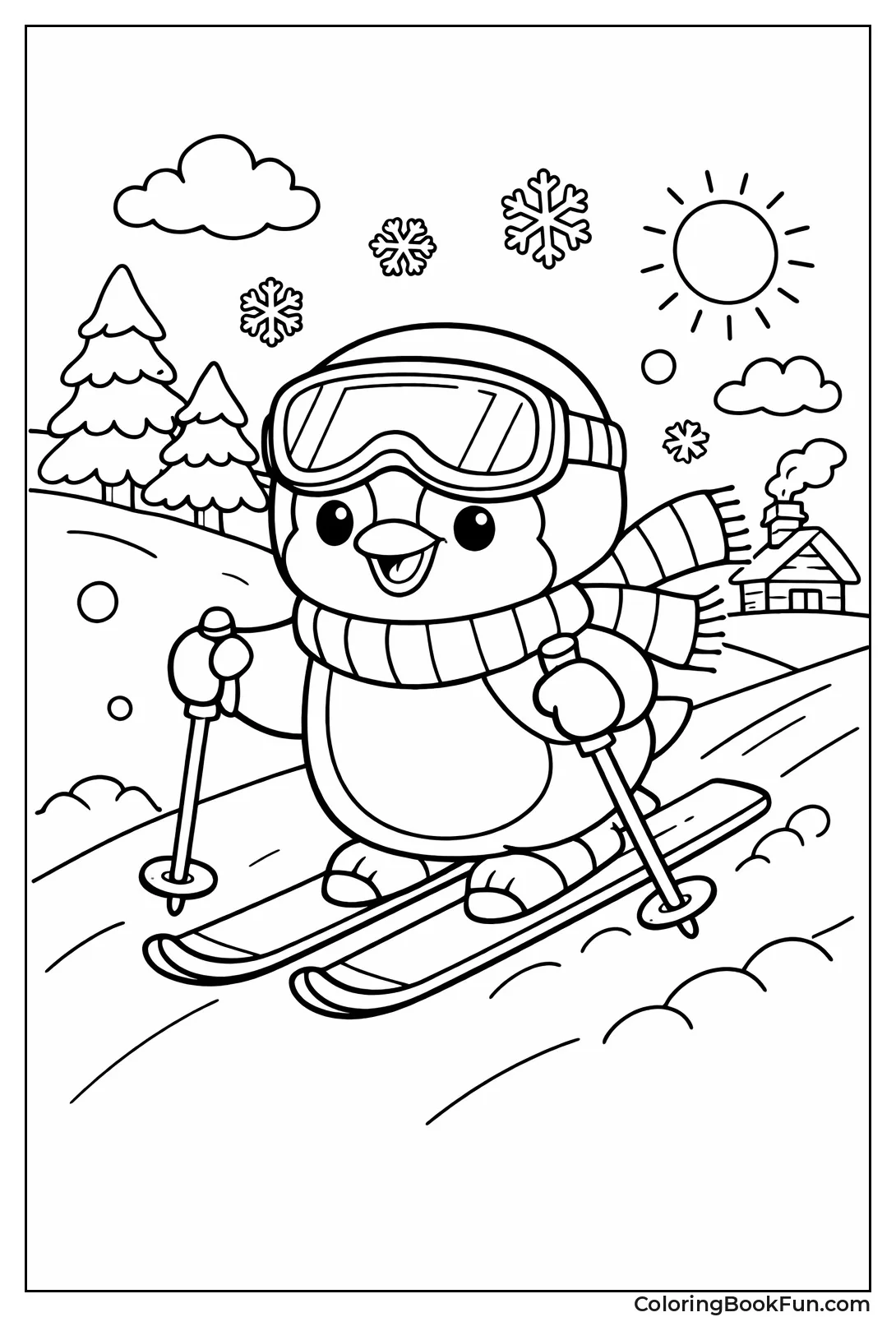 Penguin Skiing with Goggles