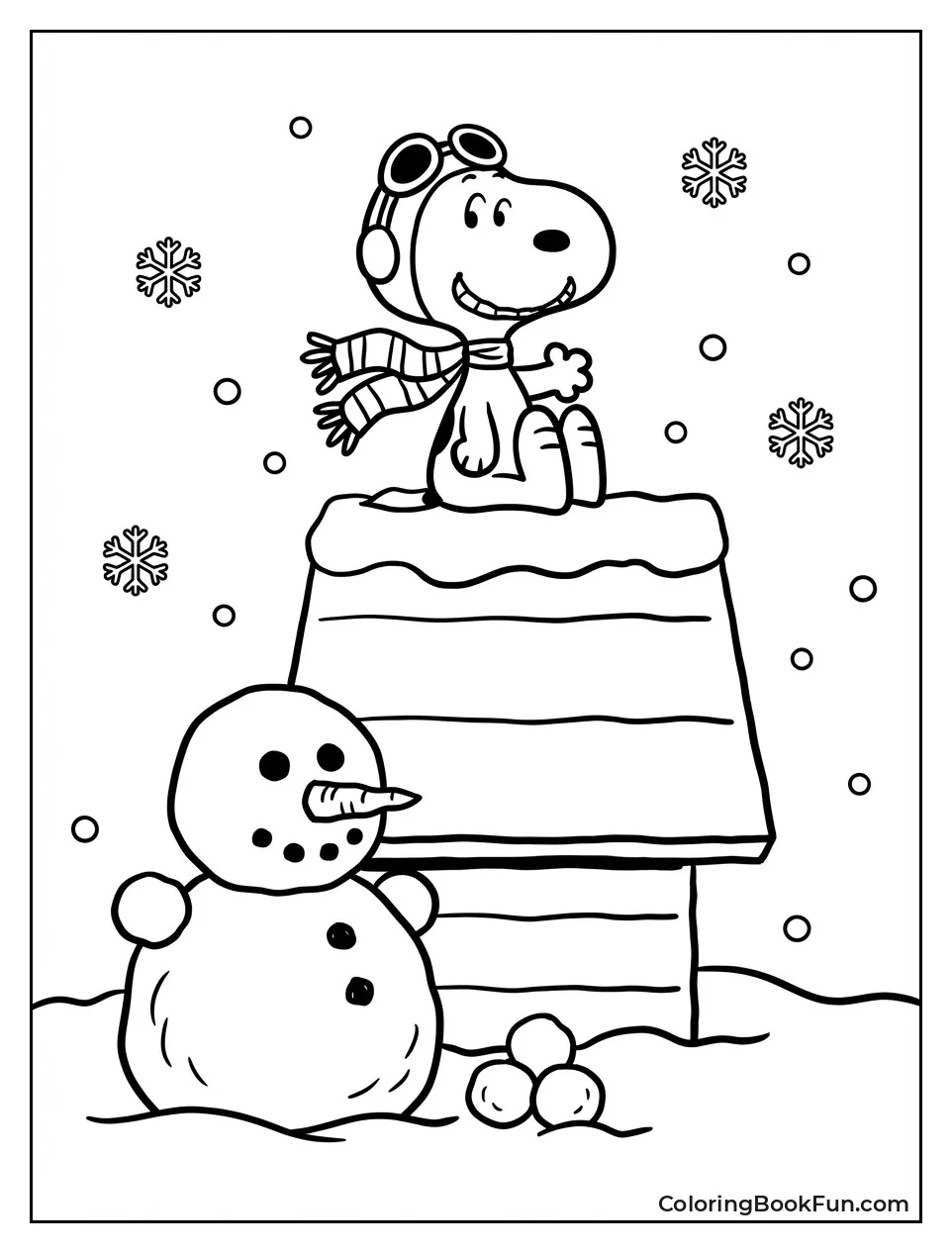Snoopy Builds Snowman