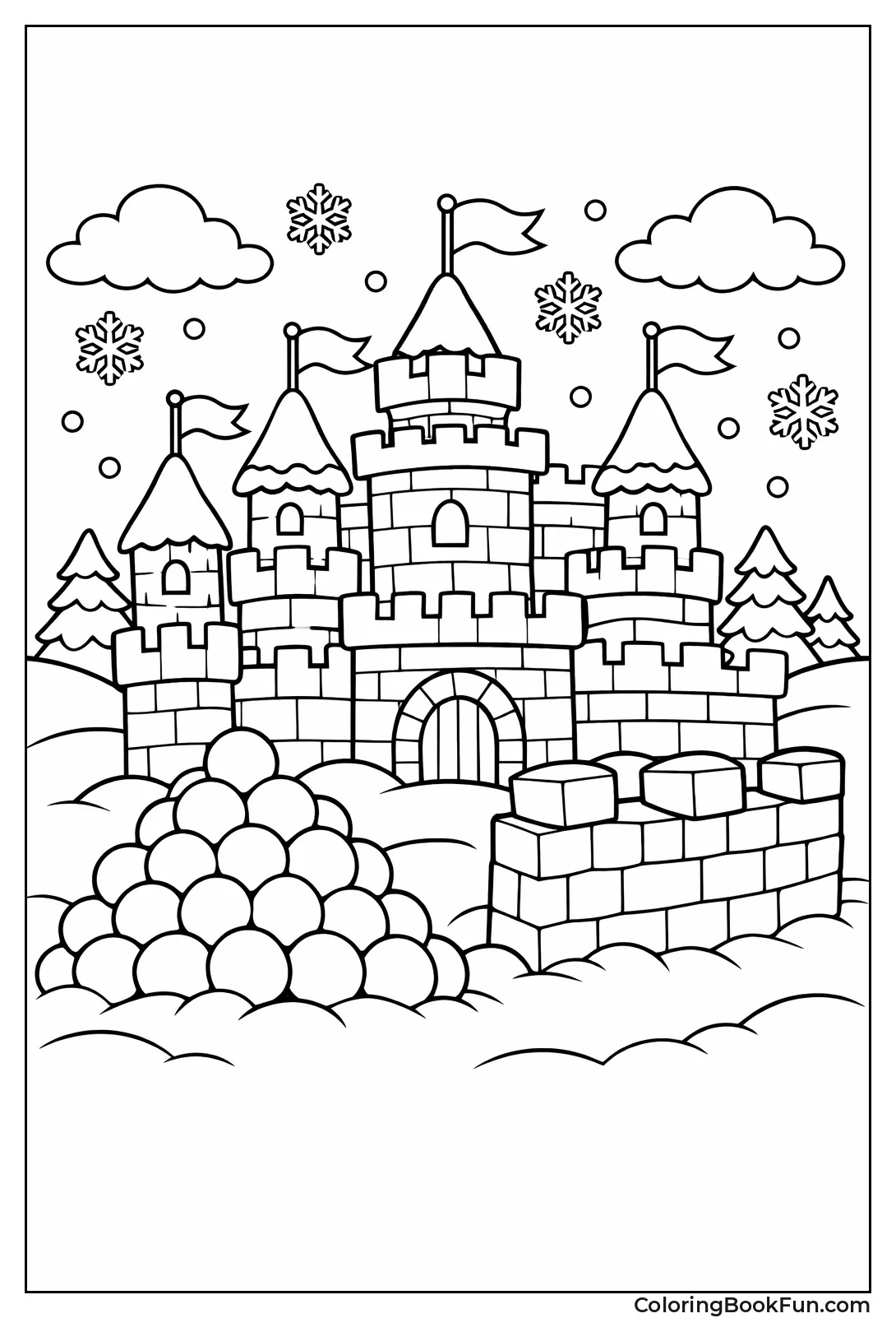 Snow Fort with Flags