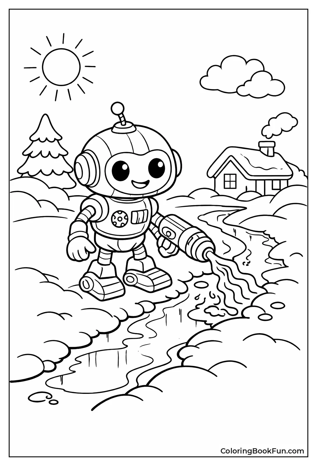 Robot Builds Snowman