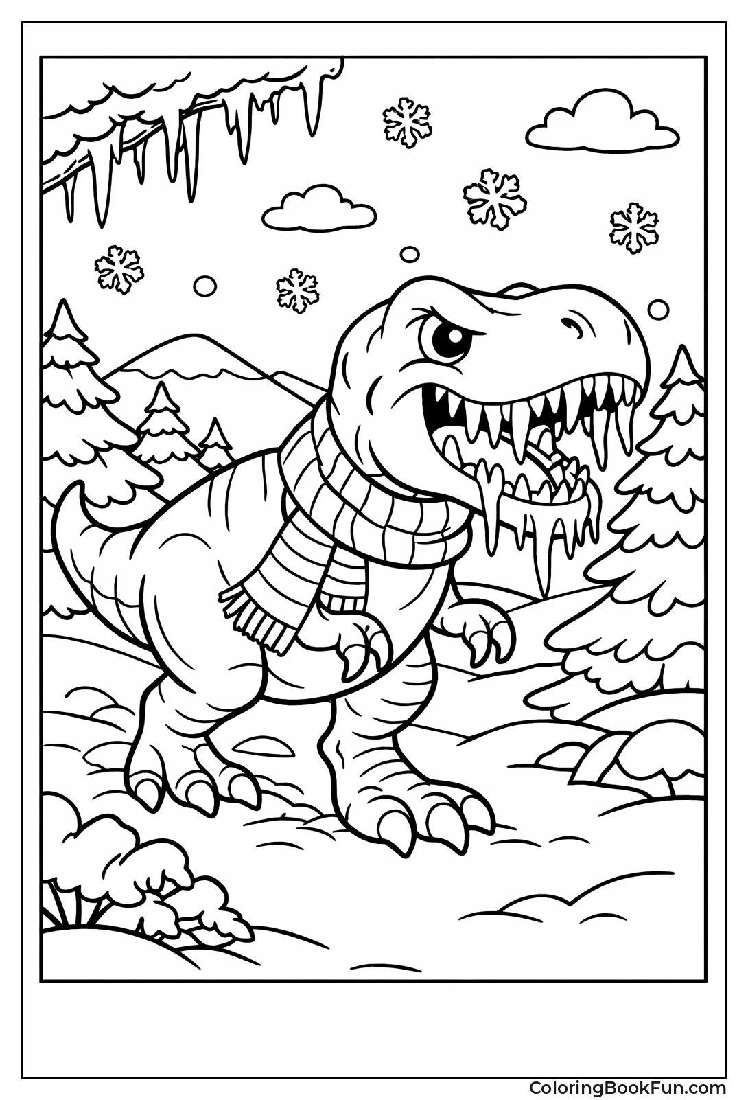 T-Rex Walks in Snow