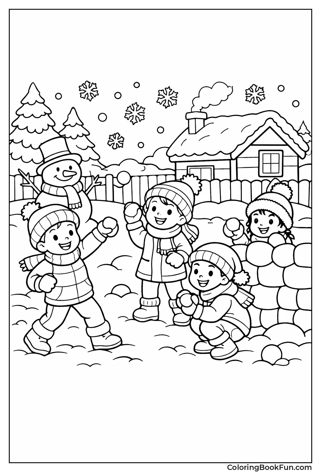 Kids Throwing Snowballs