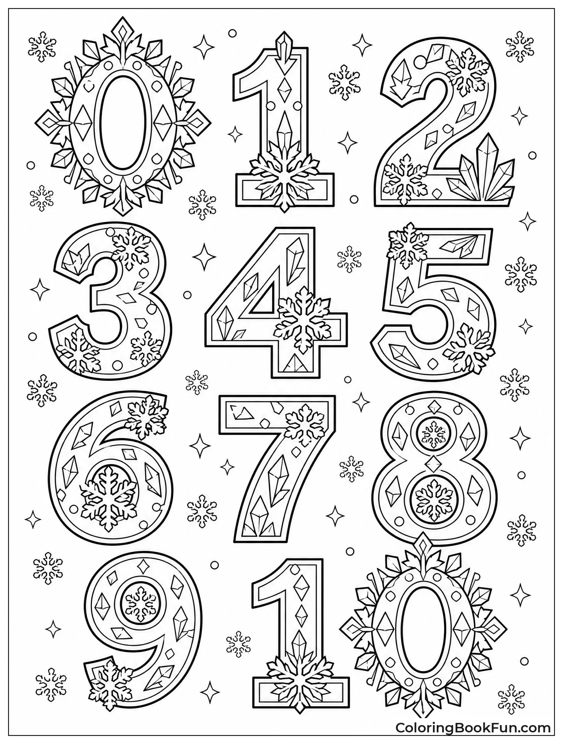 Snowflake Numbers with Icy Patterns