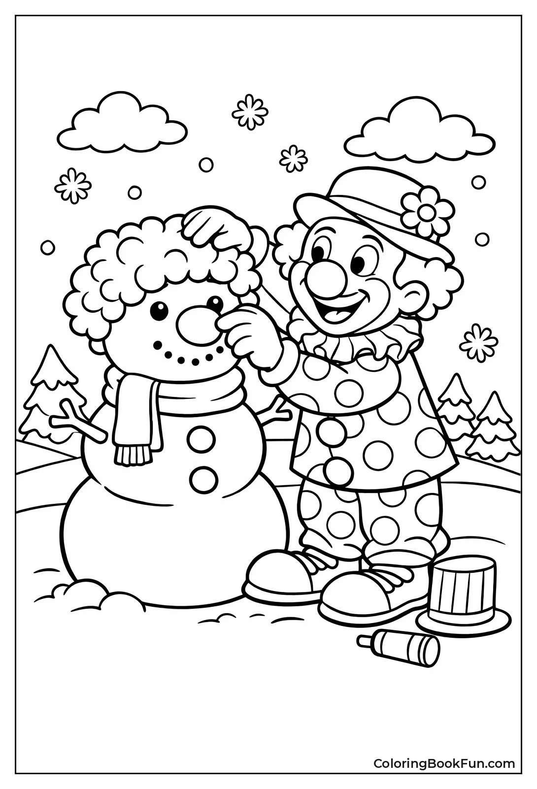 Clown Dressing Snowman
