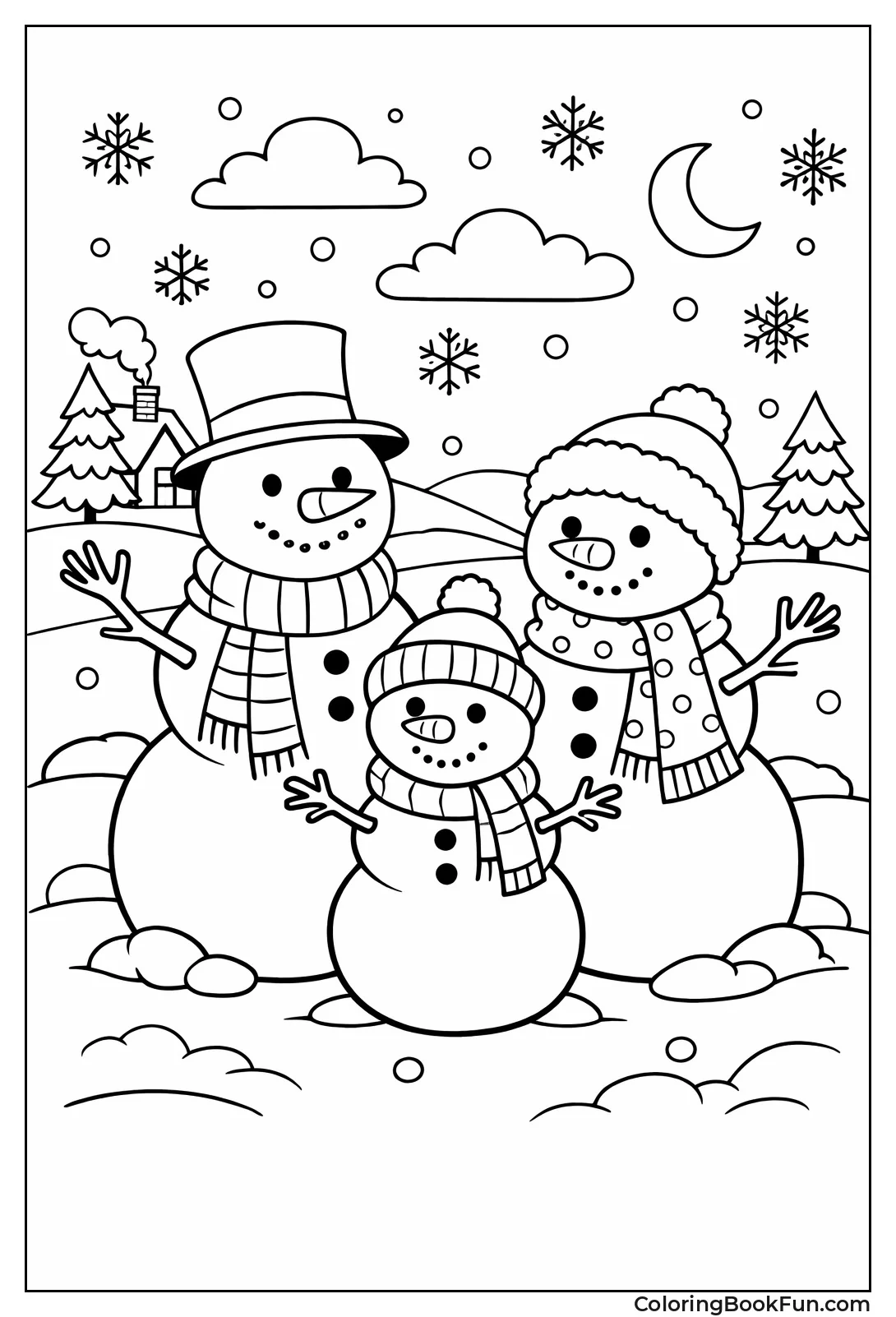 Snowman Family Holding Hands