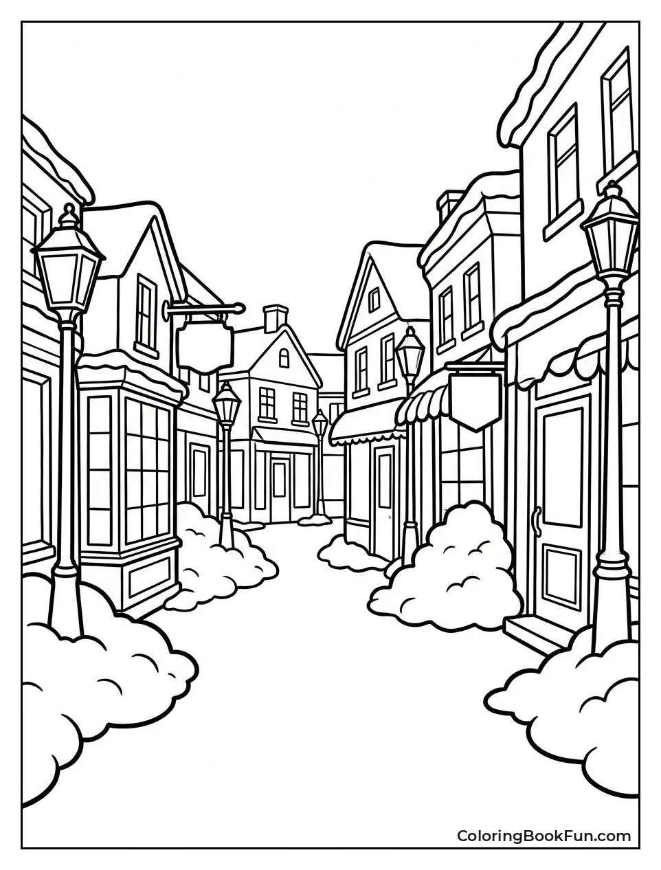 Snowy Village Street