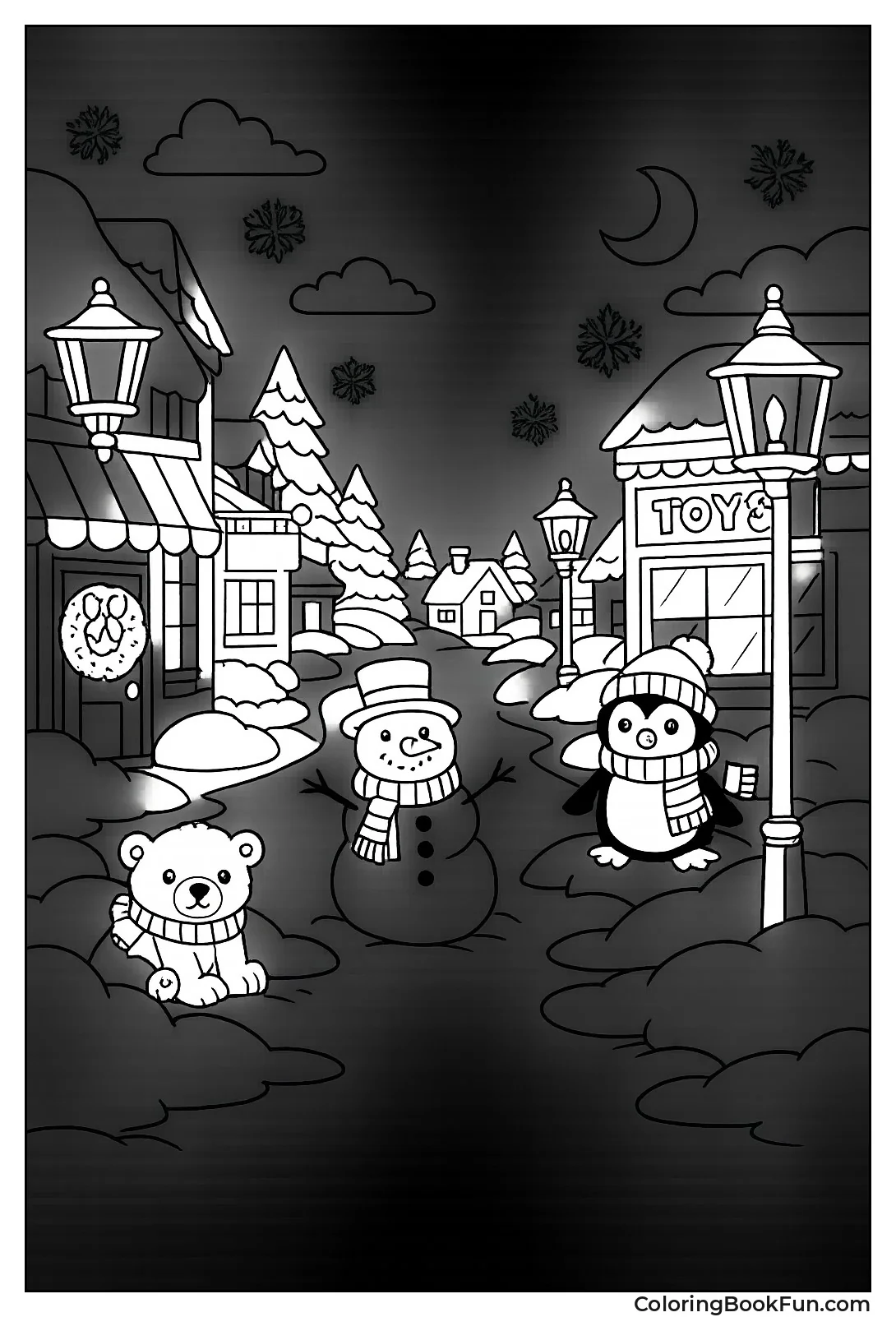 Snowy Village Street