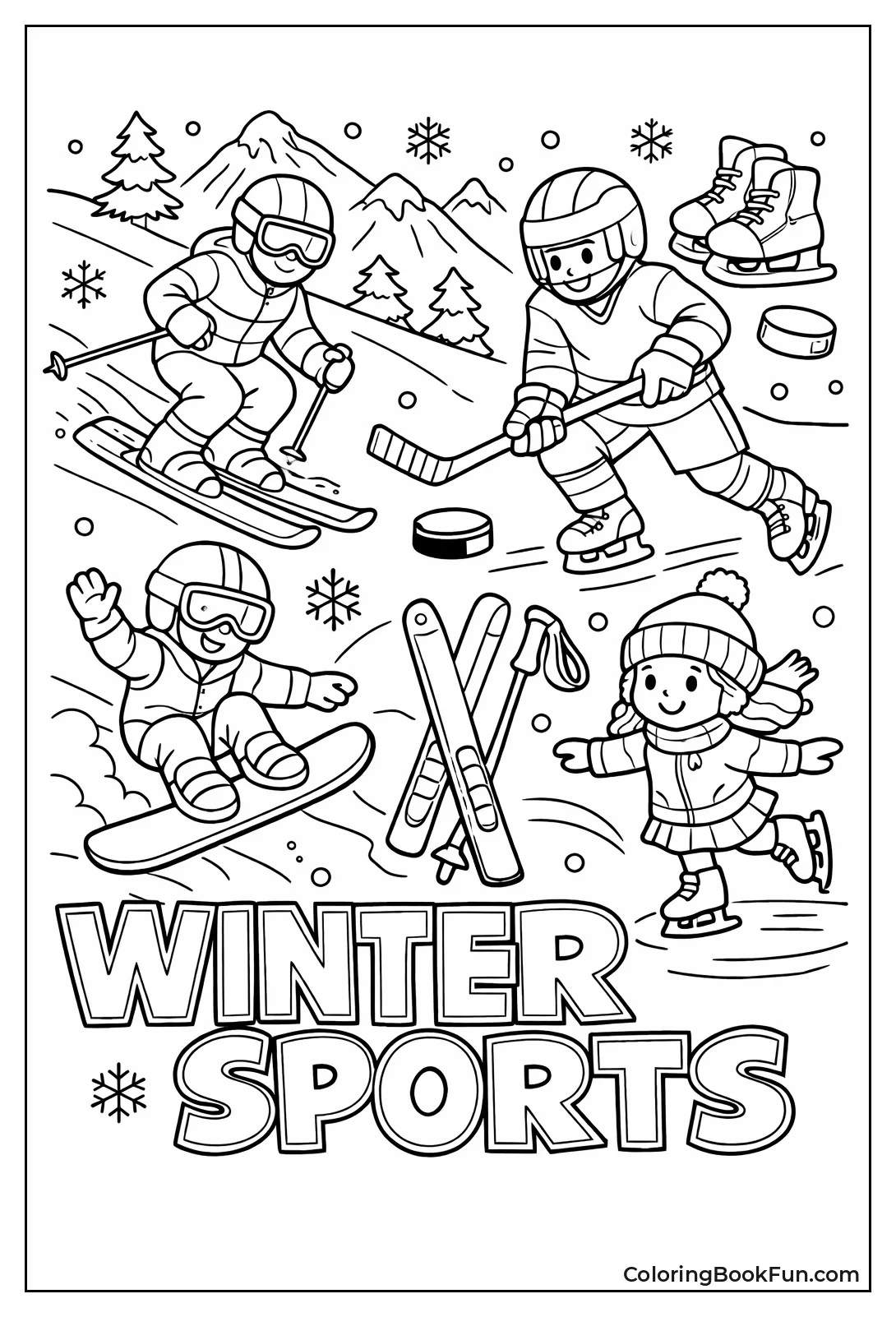 Athletes Ski and Snowboard Winter