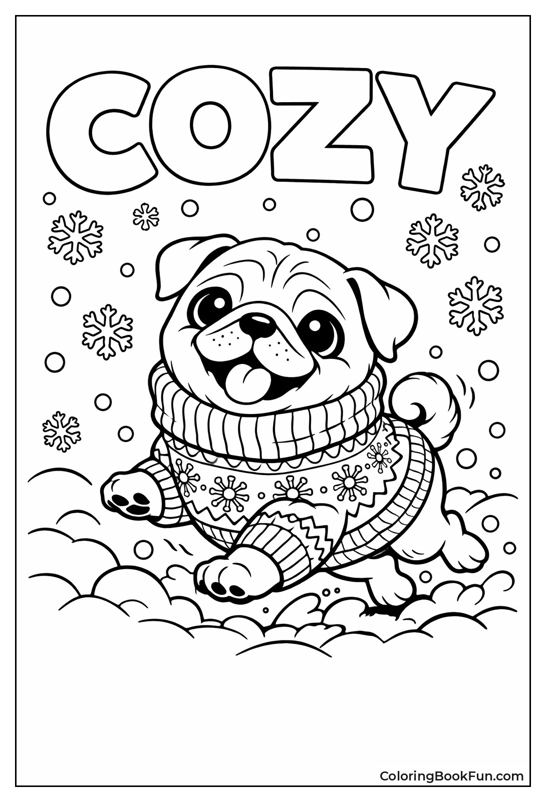 Pug in Snowflake Sweater