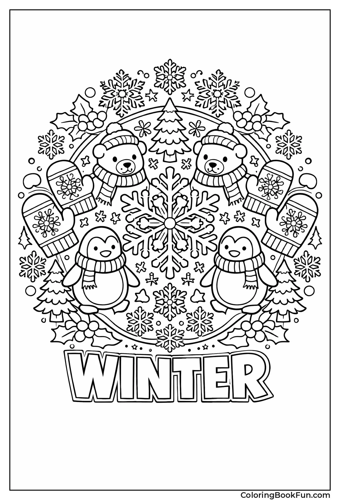 Snowy Mandala with Animals