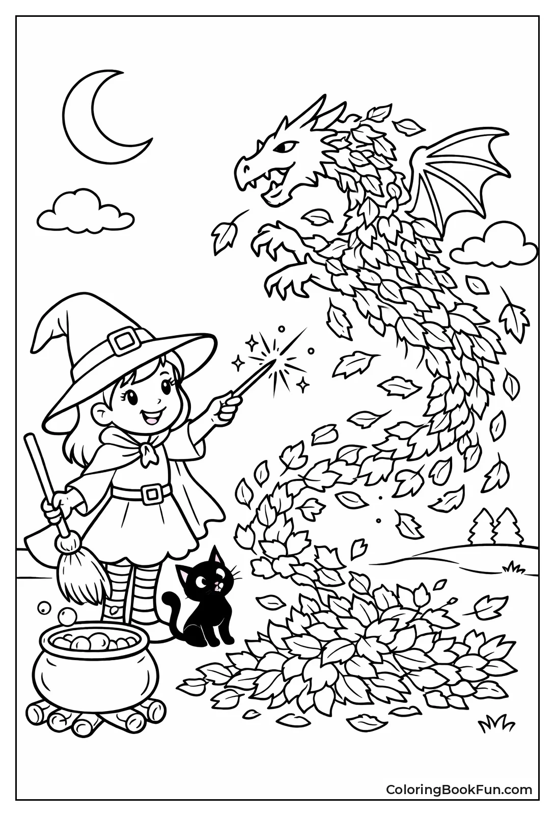 Witch Animating Autumn Leaves