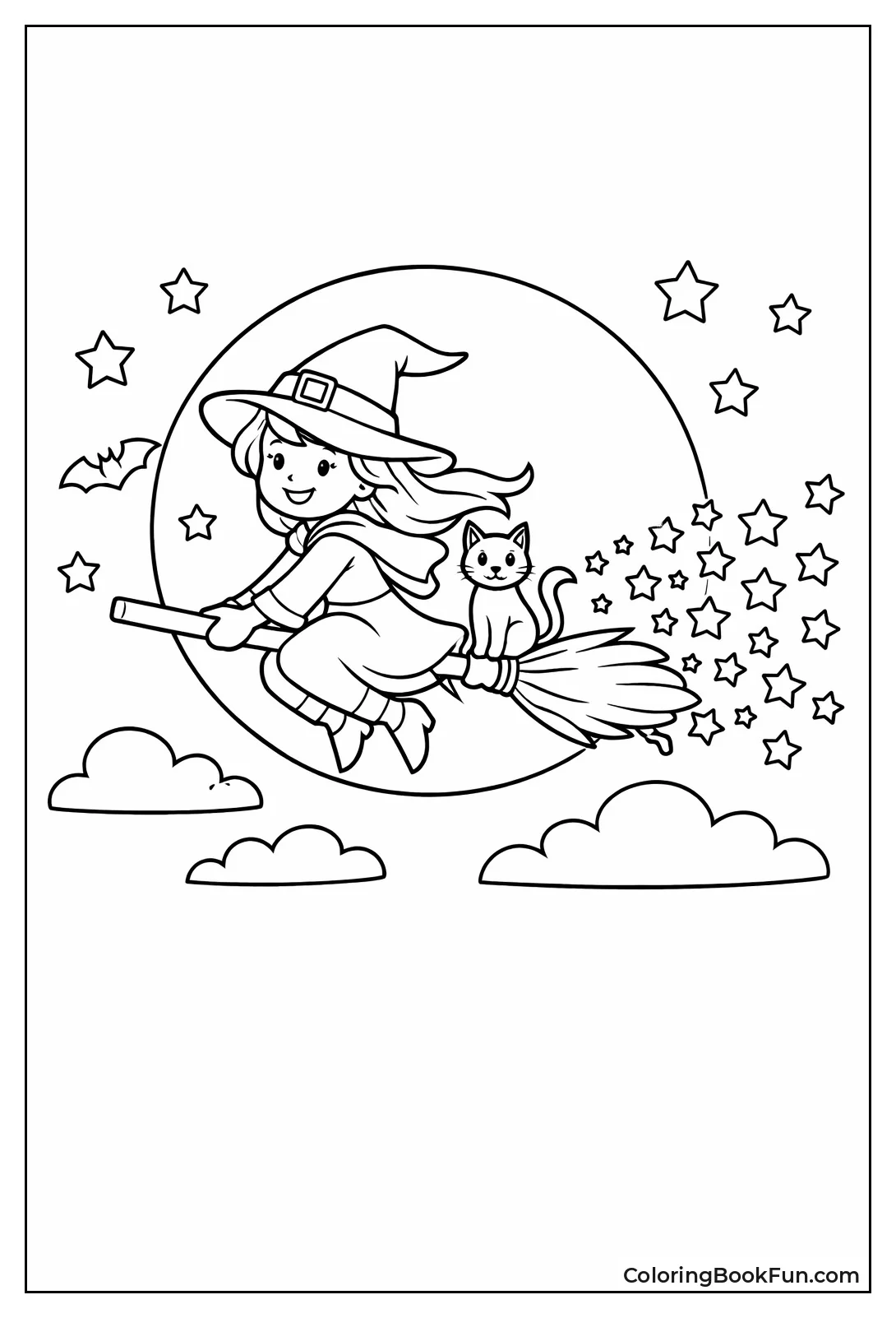 Witch Flying on Broomstick