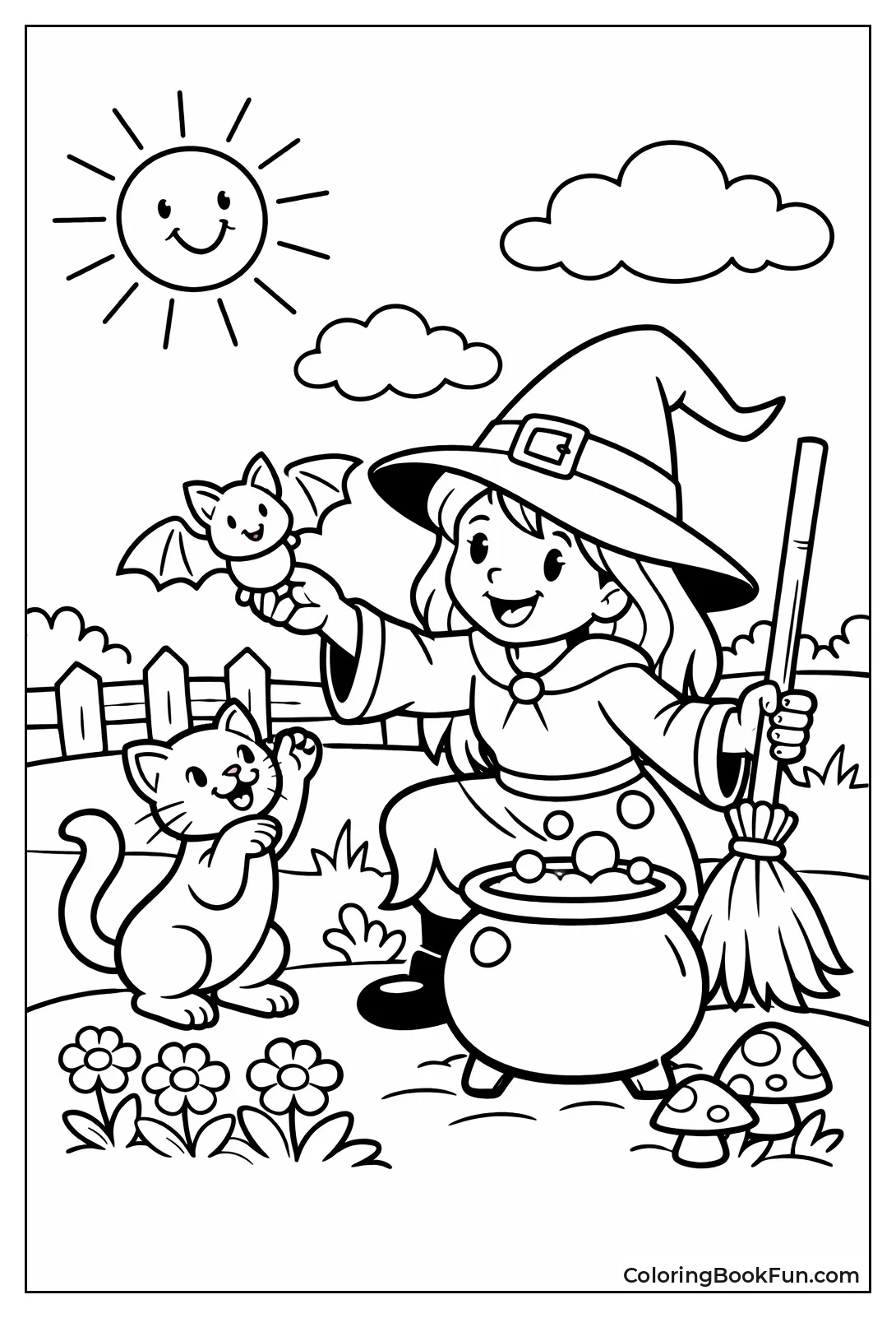 Witch Playing with Pets