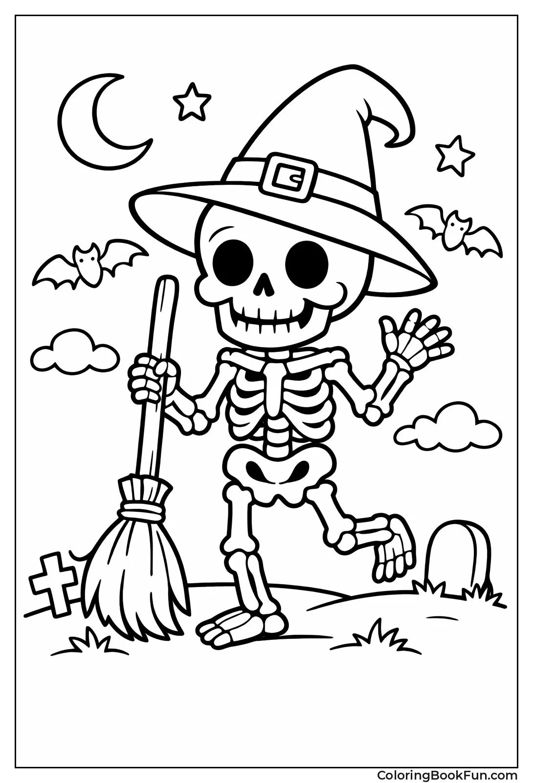 Witch Skeleton with Broomstick