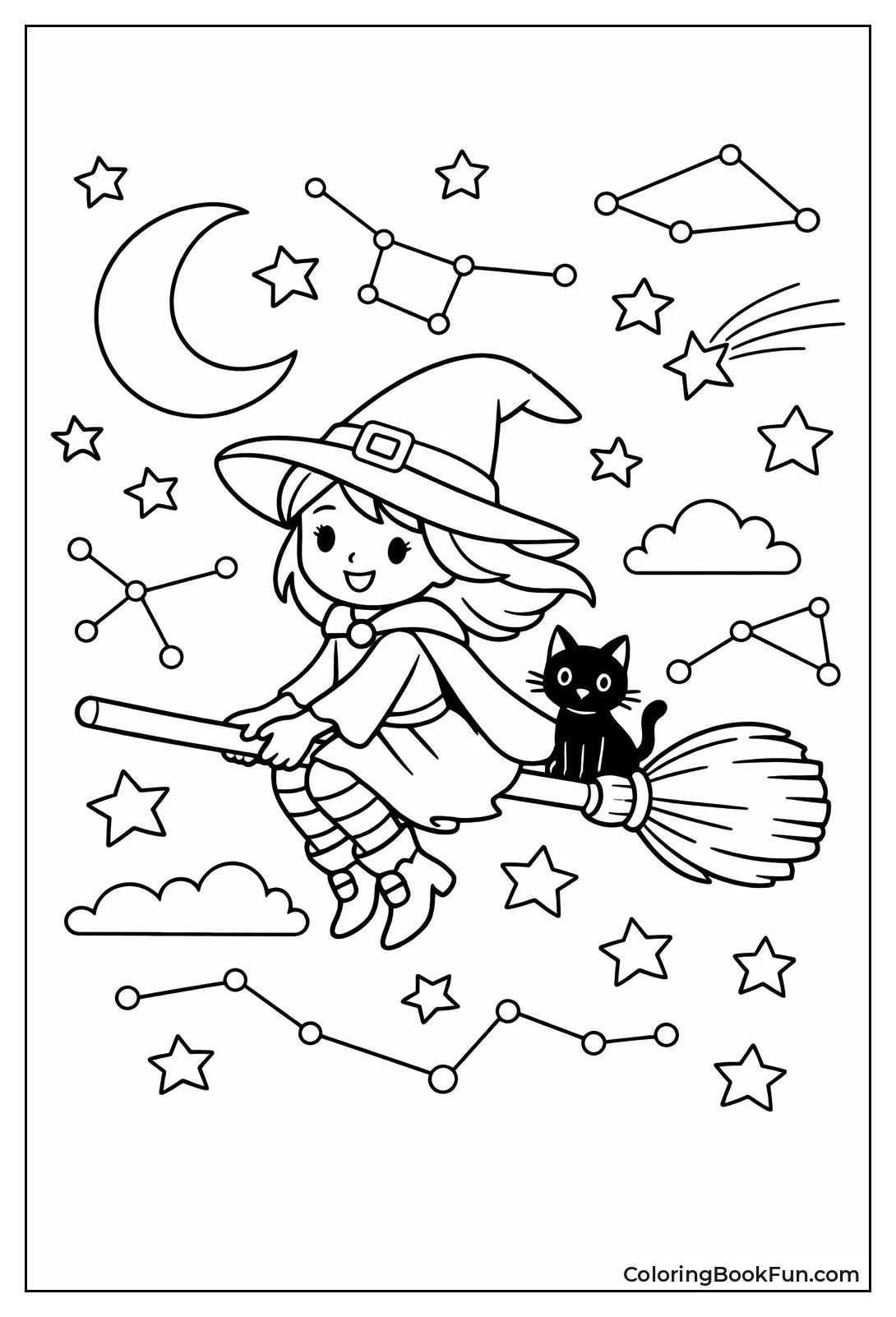 Witch Riding Starry Sky