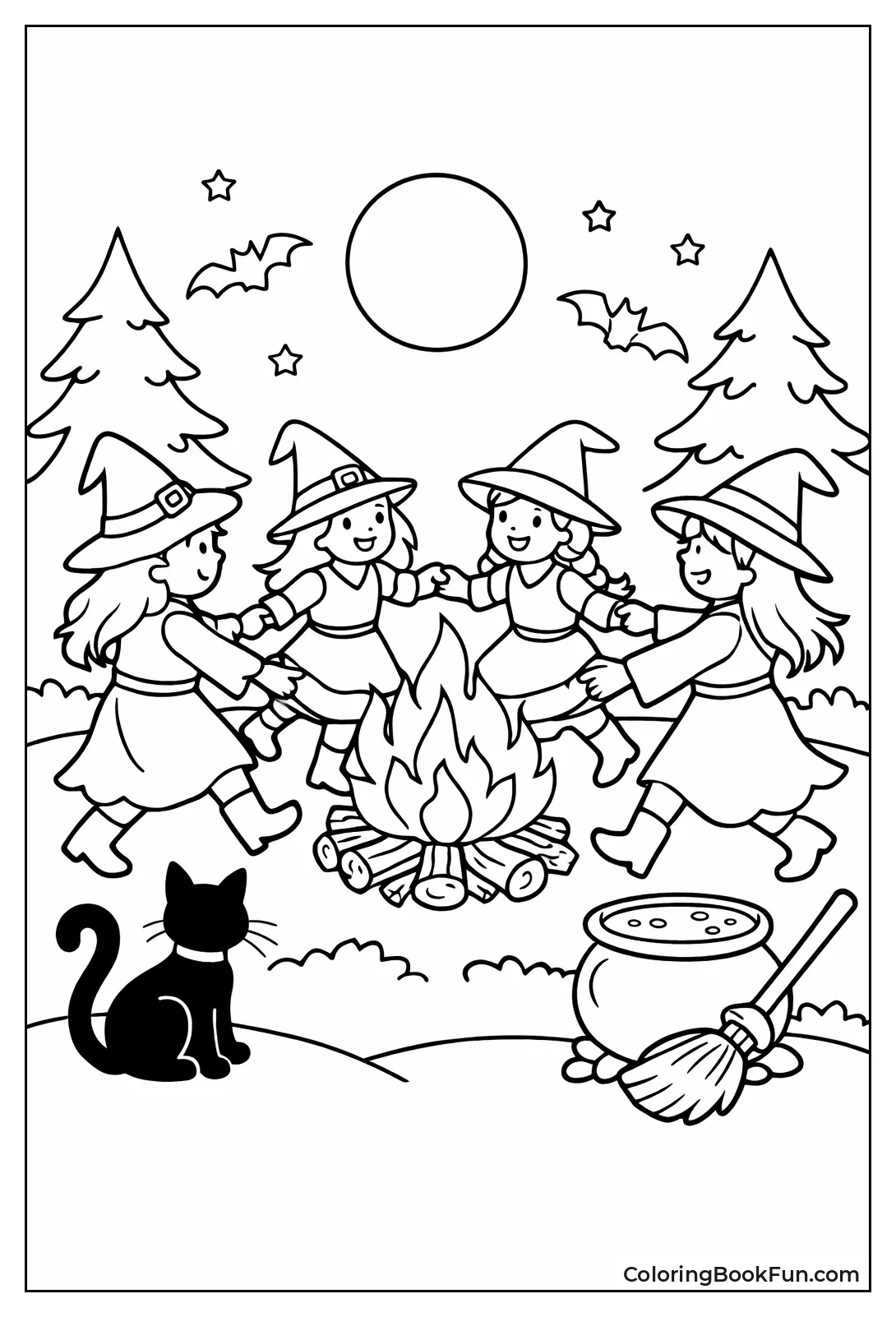 Witches Dancing by Bonfire