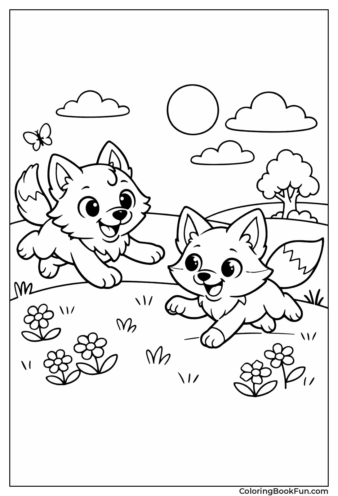 Wolf Playing with Fox