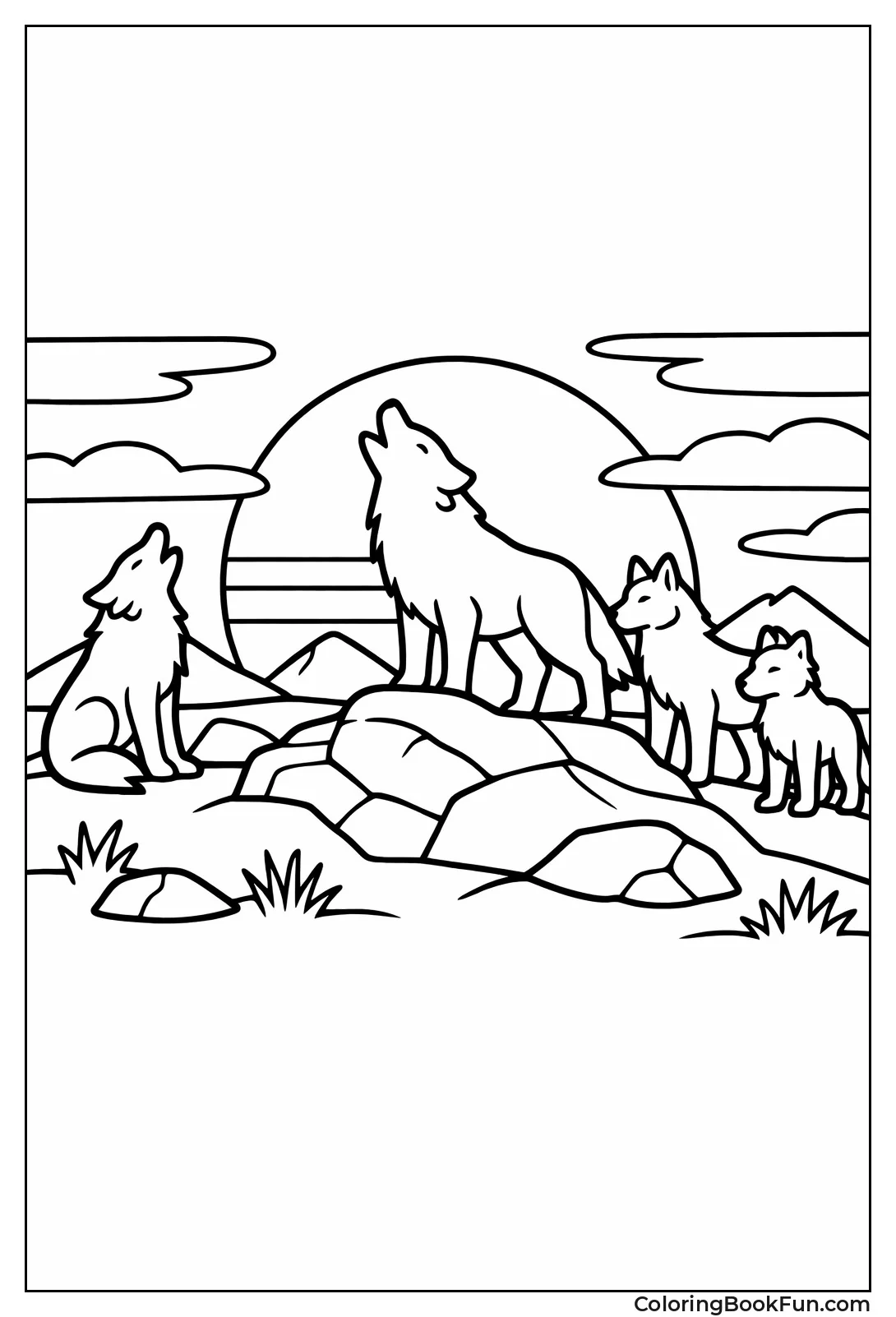 Pack at Sunset Silhouette