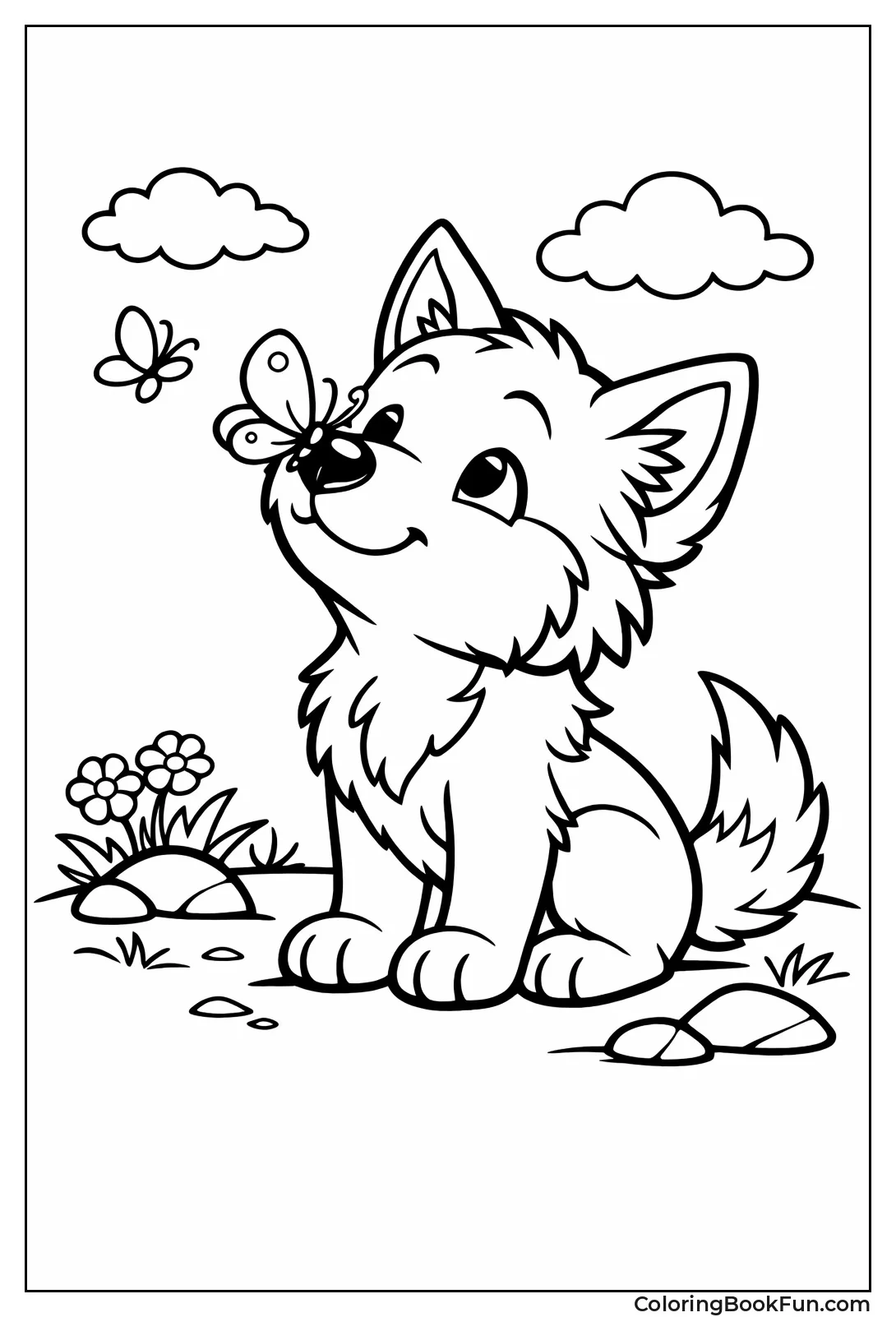 Pup Watching Butterfly