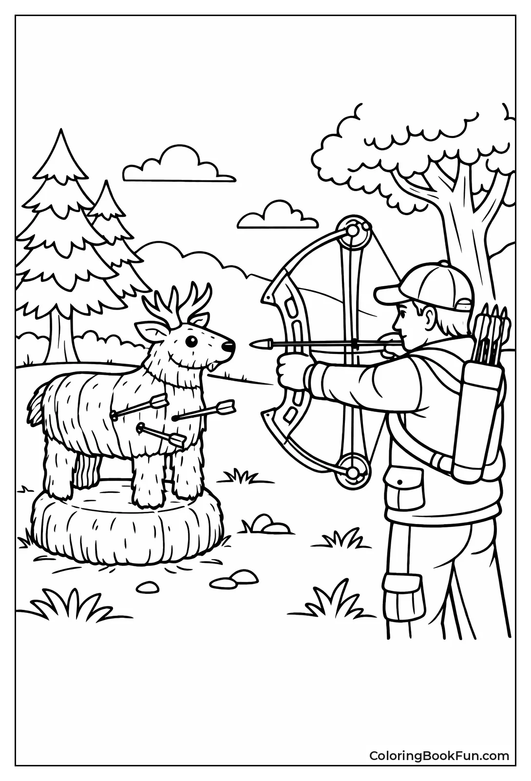 Hunter Shoots Practice Deer Target