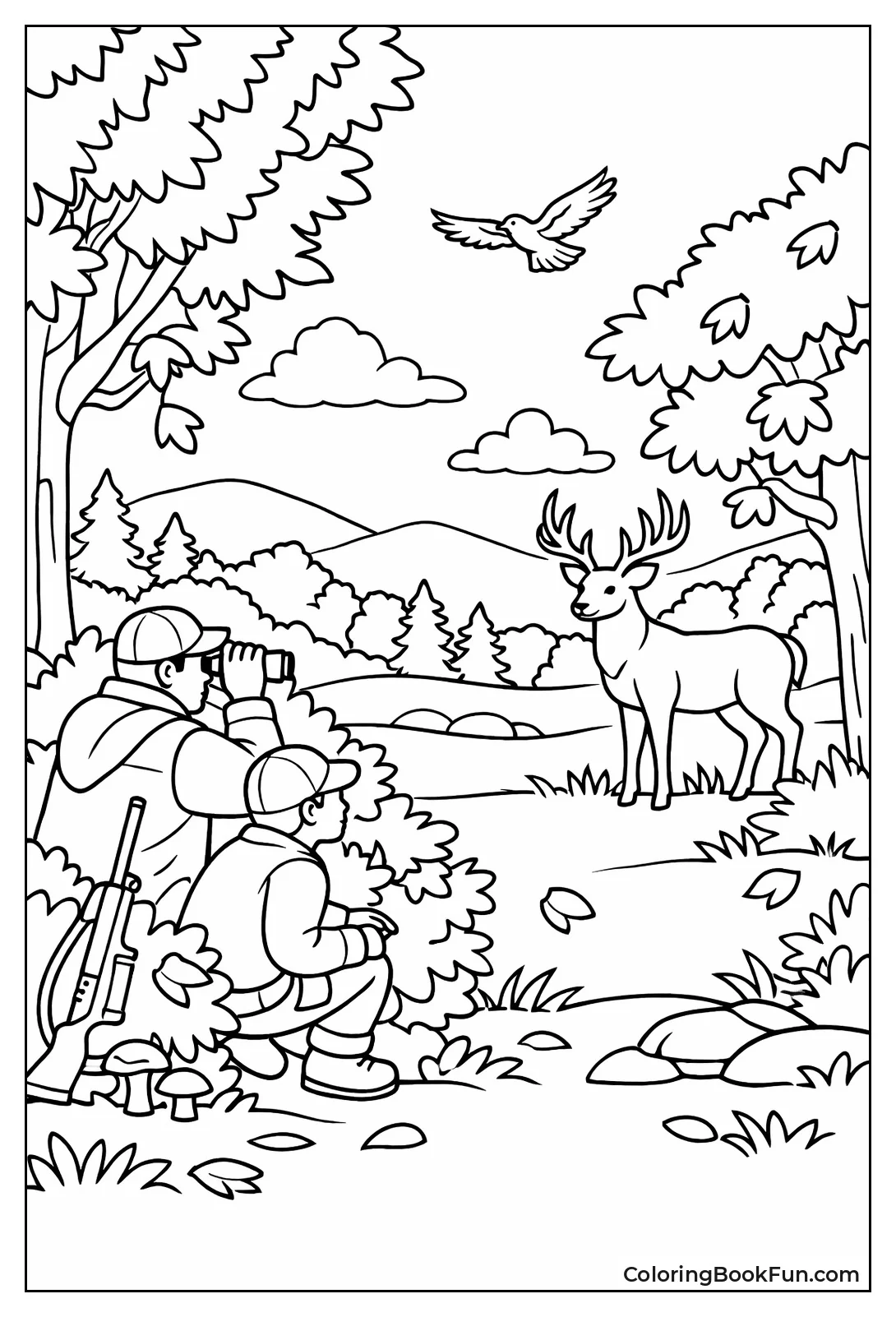 Hunter Spots Deer in Fall