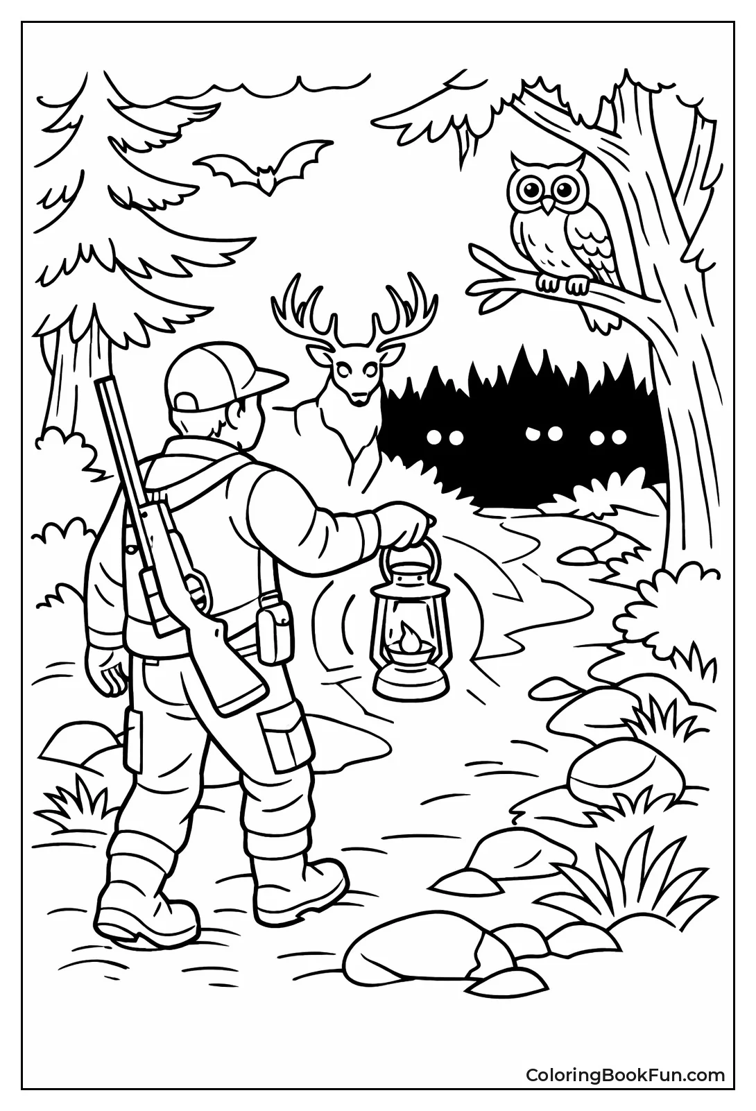 Hunter Follows Deer Eyes with Lantern