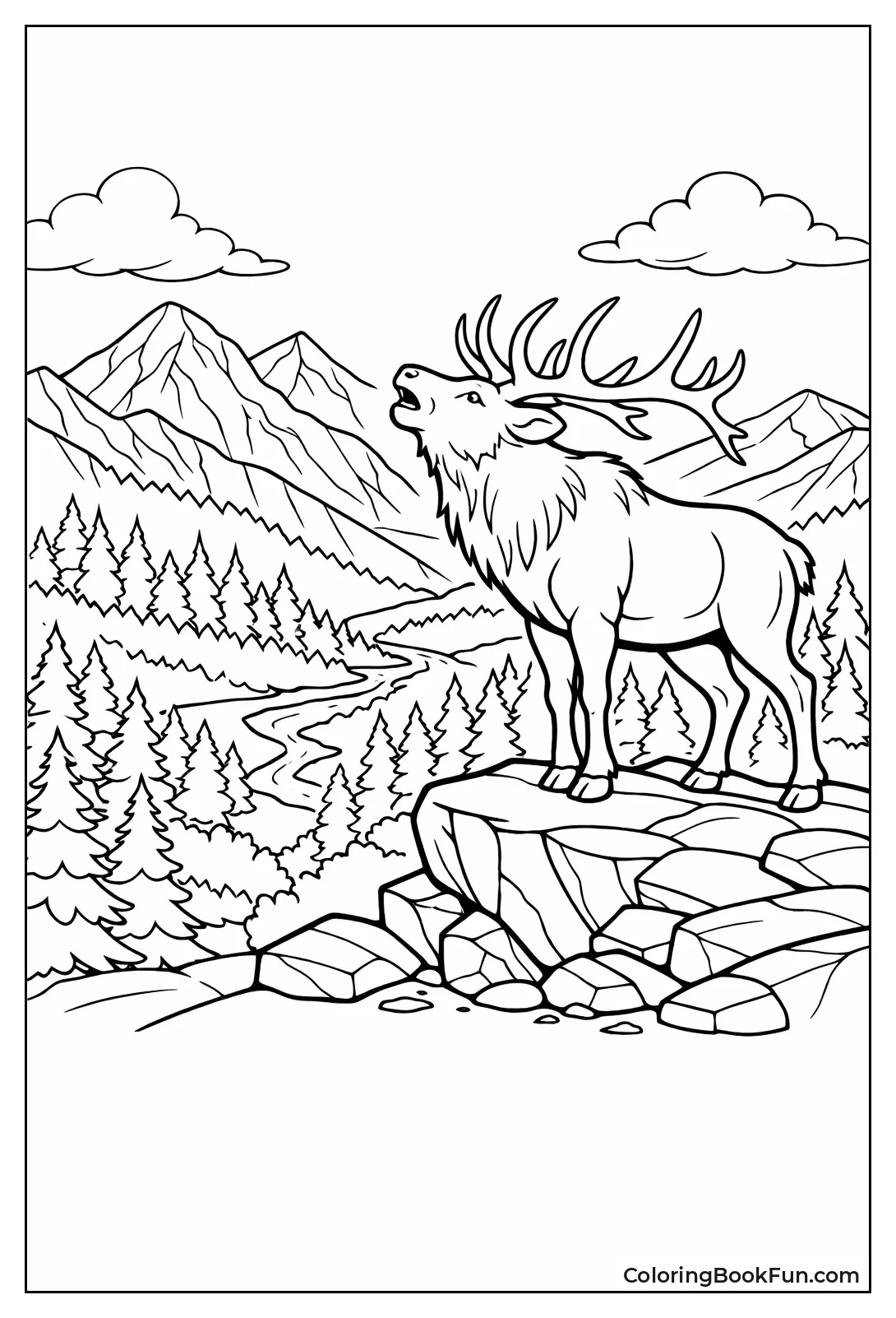 Elk Bugles on Mountain