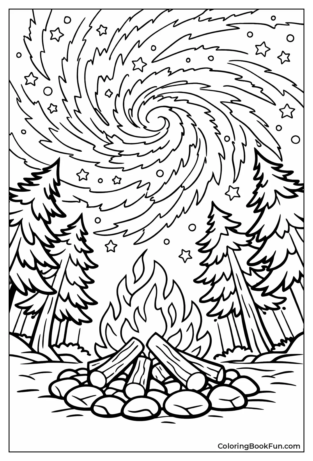 Campfire under Starry Sky