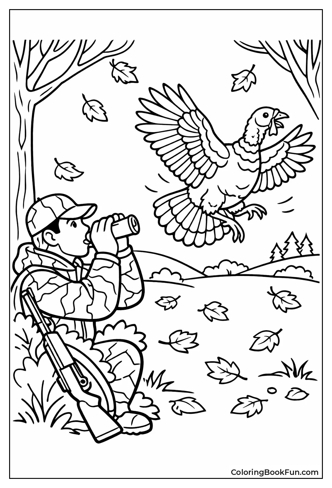 Hunter Calls Strutting Turkey