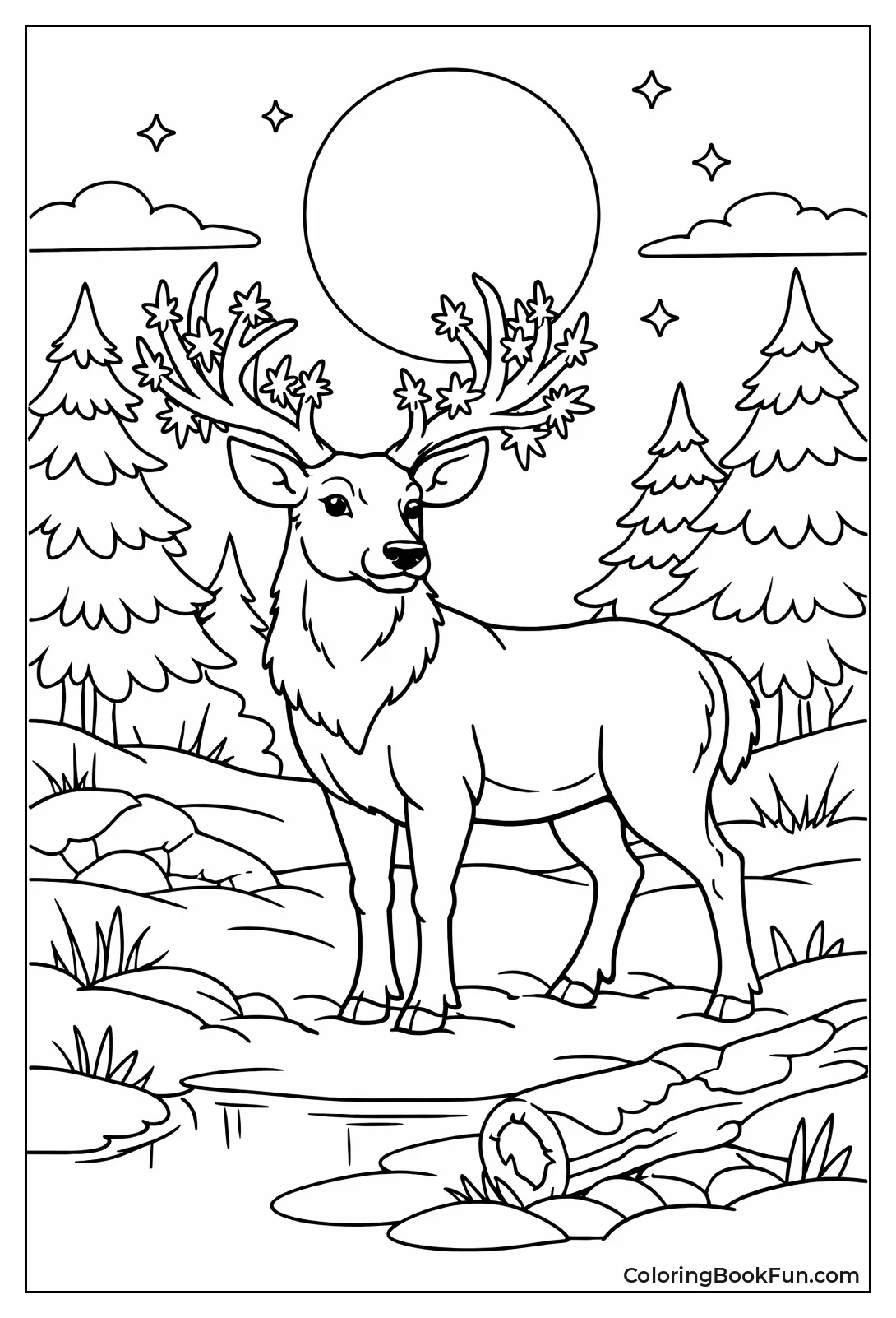 Buck under Moonlit Frost