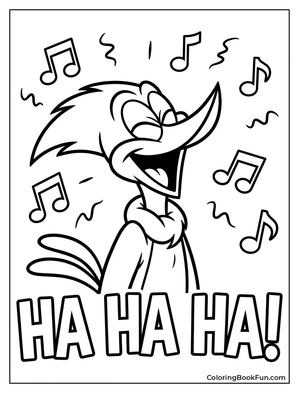 Laughing Woody with Musical Notes